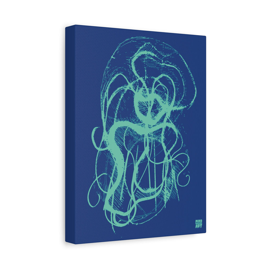 Davy Jones (Teal, Dark Blue Background) Matte Canvas, Stretched, 1.25"