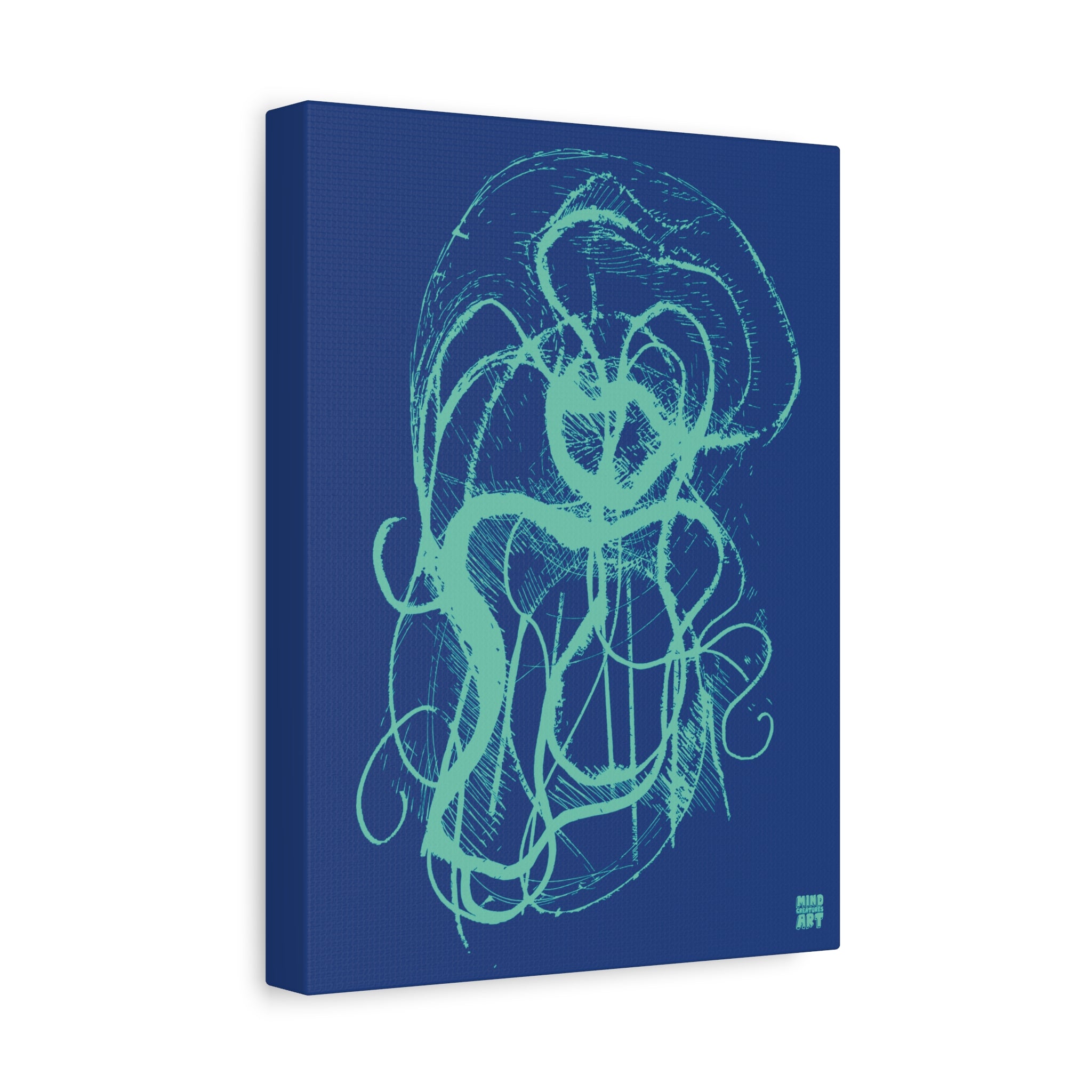 Davy Jones (Teal, Dark Blue Background) Matte Canvas, Stretched, 1.25"