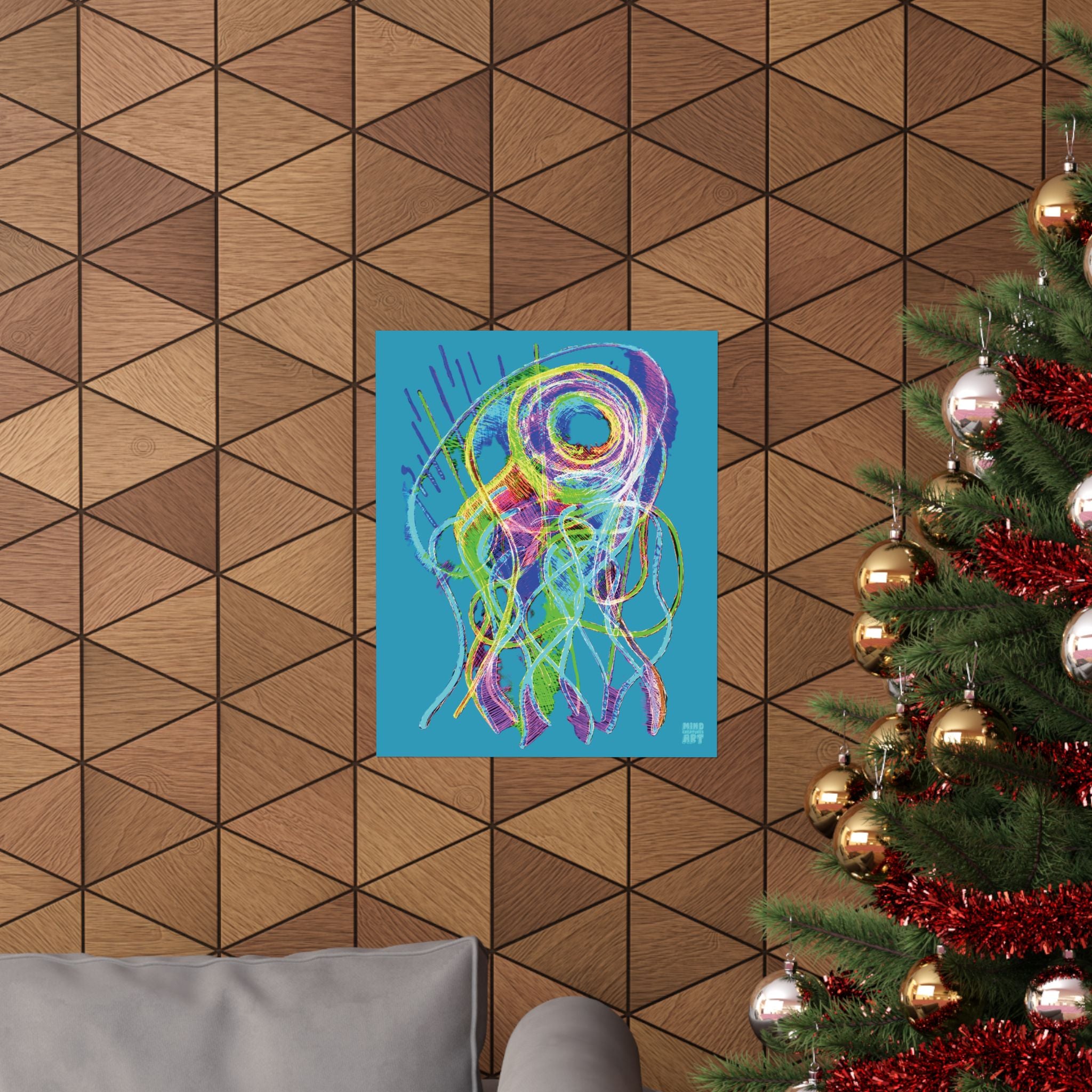 Jelly Jam (Neon, Turquoise Background) Matte Poster
