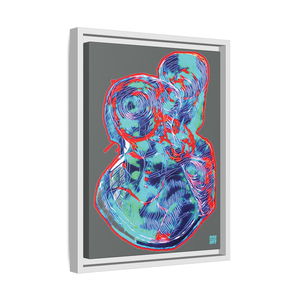 Curiosity (Red & Teal, Dark Gray Background) Matte Canvas, Framed