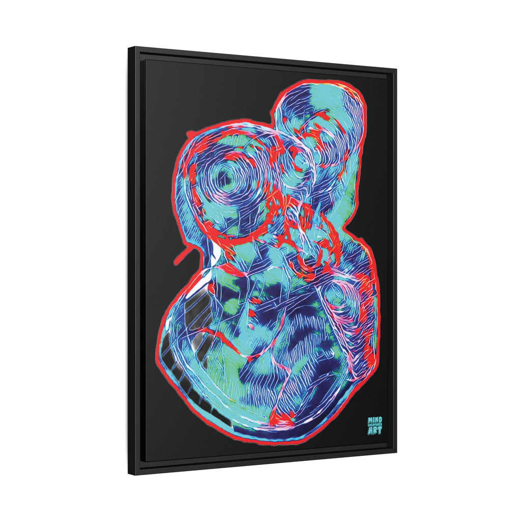 Curiosity (Red & Teal), Black Background) Matte Canvas, Framed