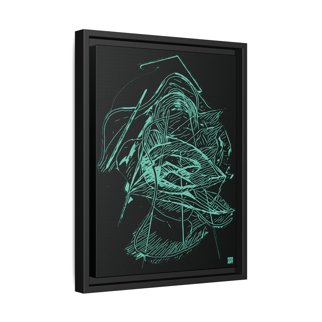 Dive Reflex (Teal, Black Background) Matte Canvas, Framed