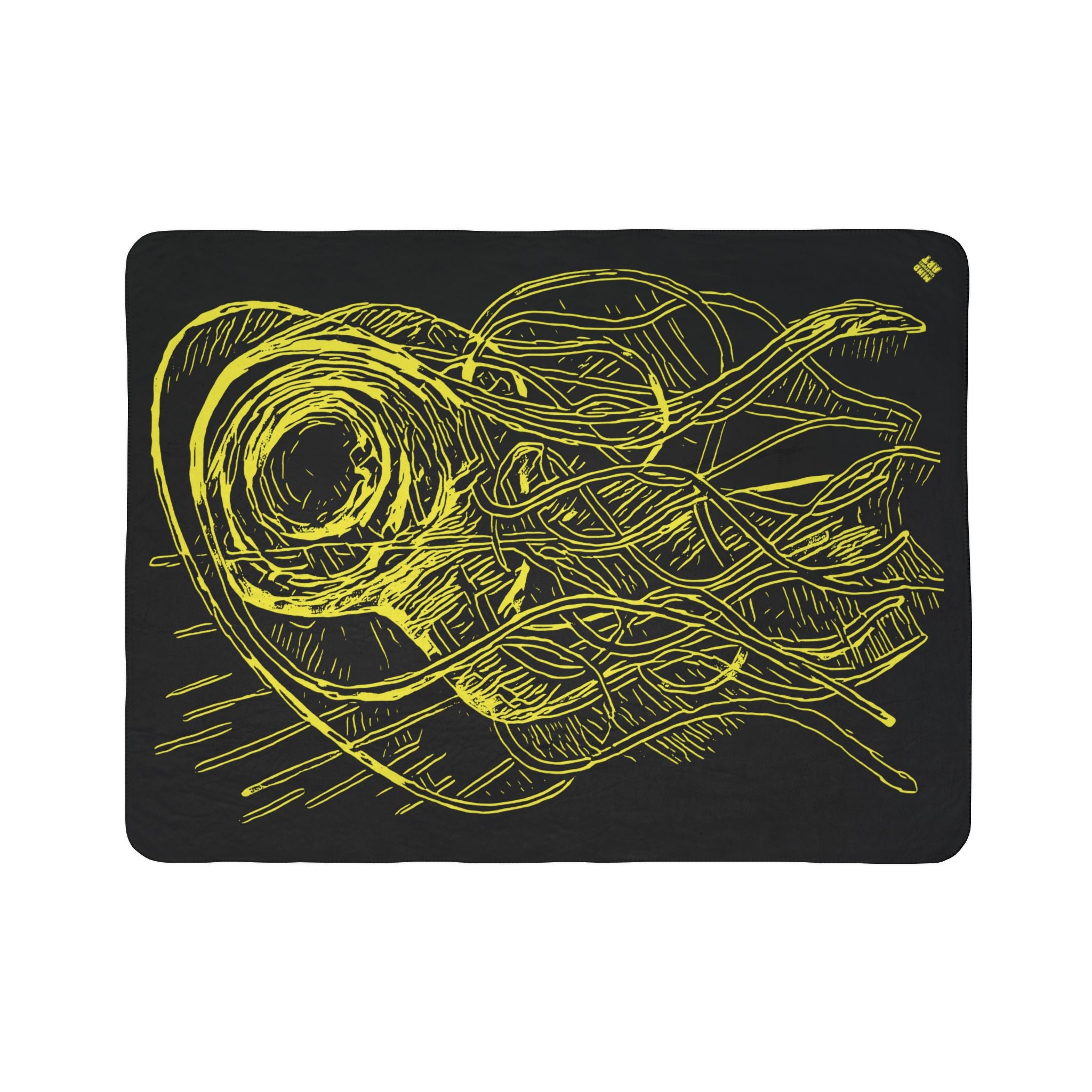 Jelly Jam (Yellow, Black Background) Fleece Sherpa Blanket