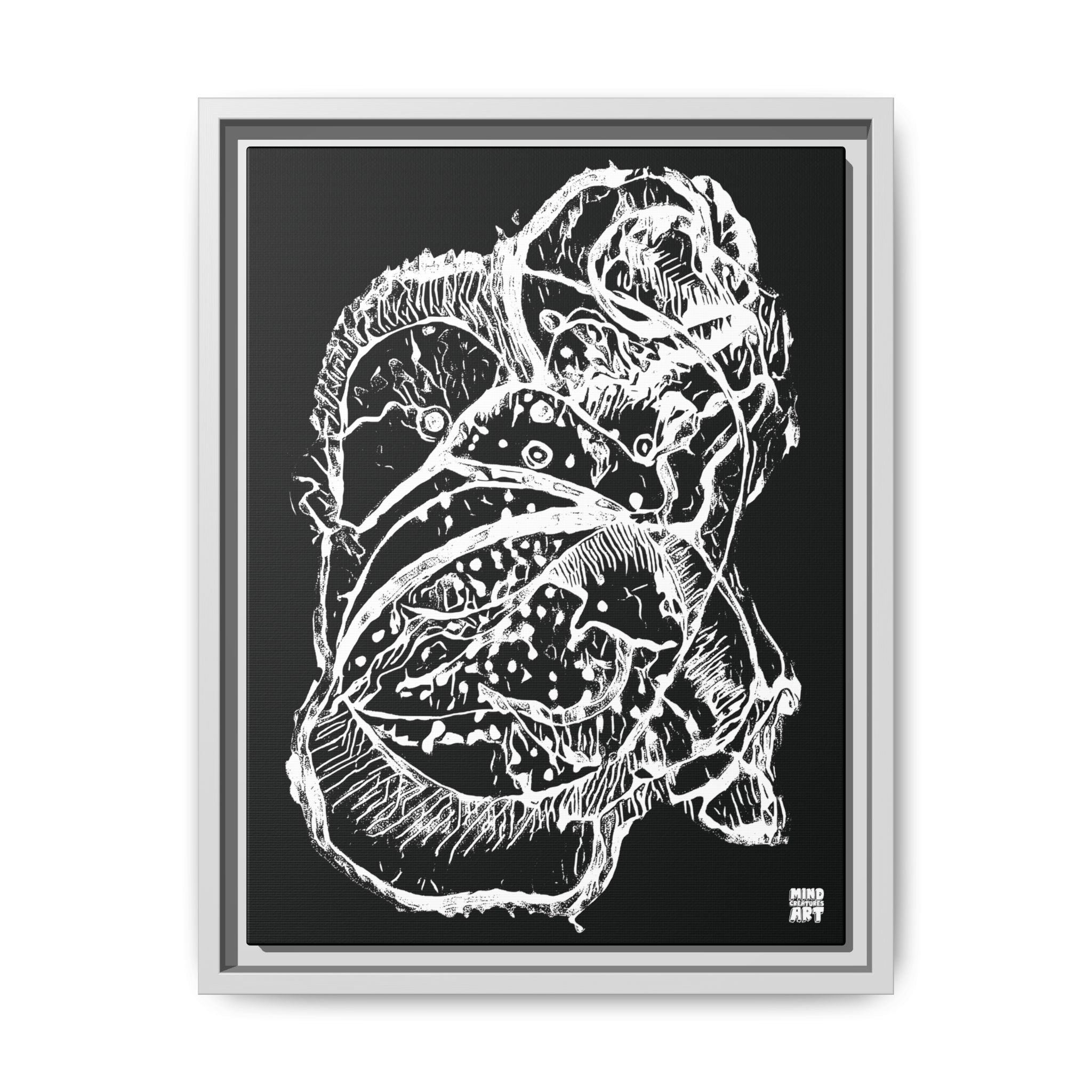Exploration (White, Black Background) Matte Canvas, Framed