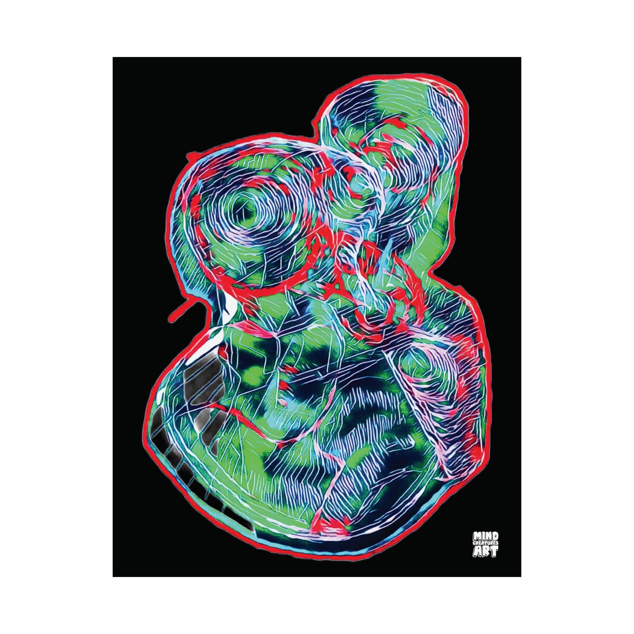 Curiosity (Red & Green, Black Background) Matte Poster