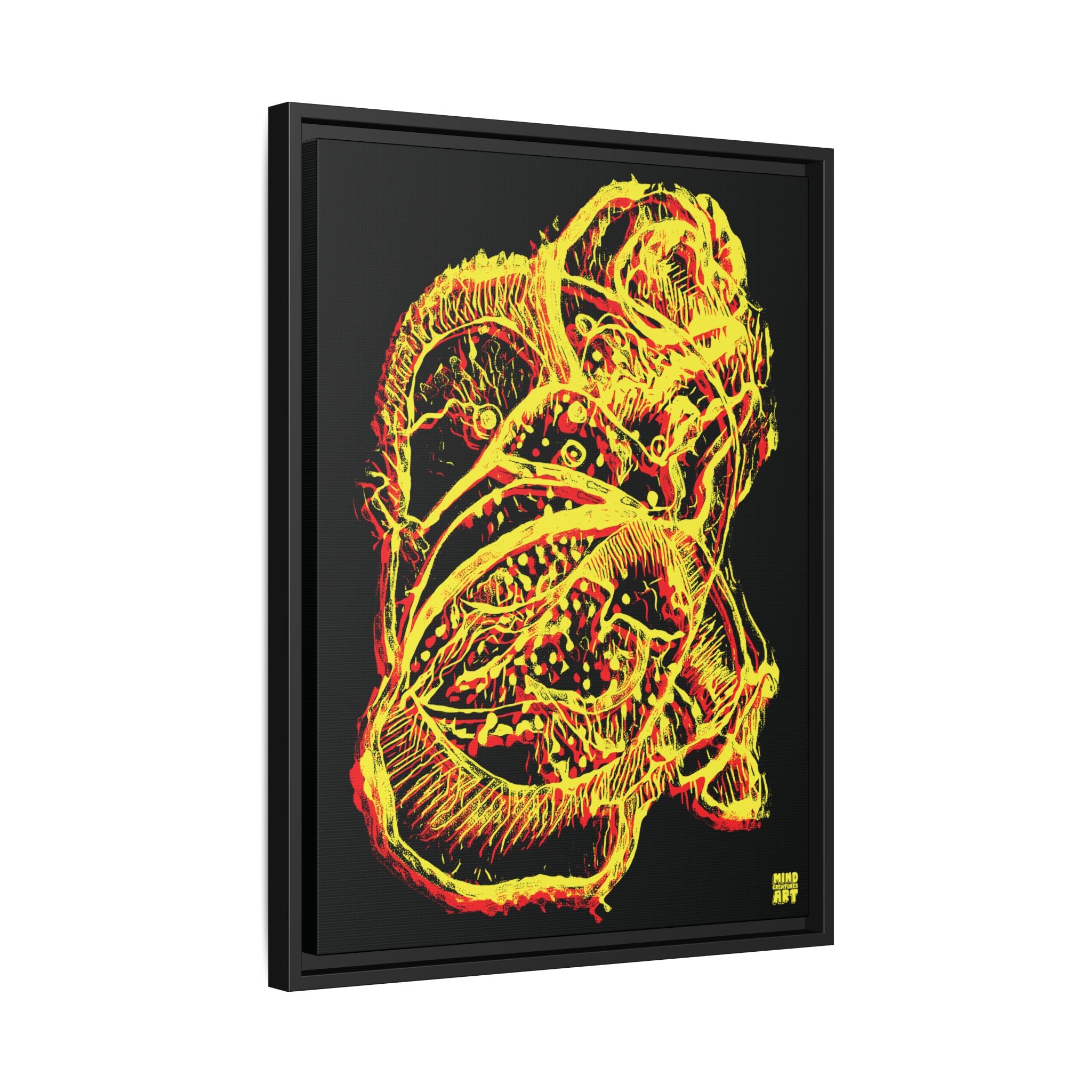 Exploration (Blur, Red & Yellow, Black Background) Matte Canvas, Framed