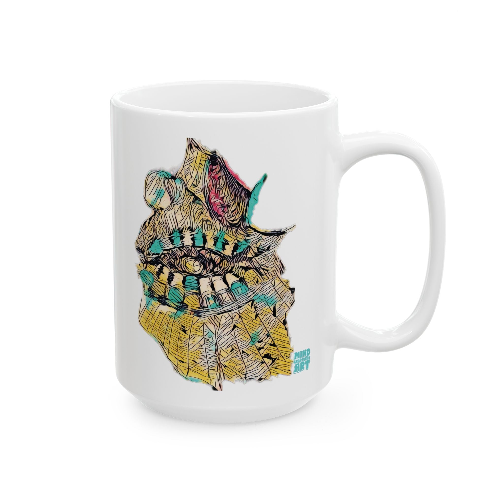 Hypnagogic (Gold) White Ceramic Mug, (11oz, 15oz)