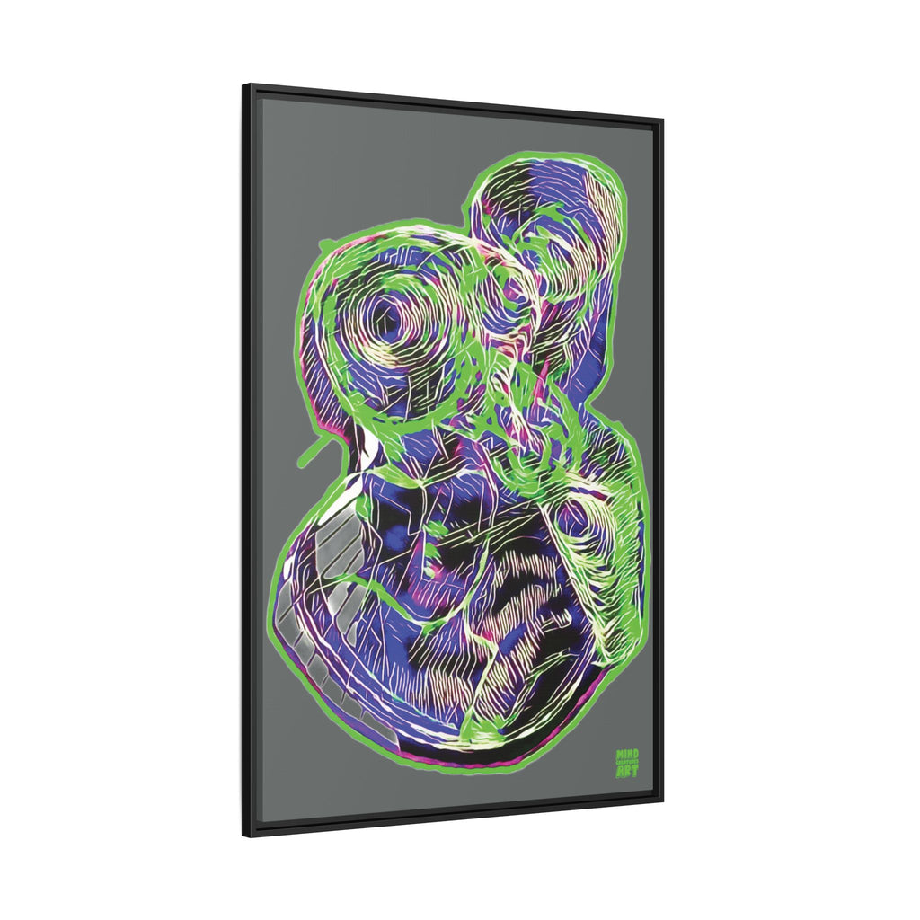 Curiosity (Electric Green, Dark Gray Background) Matte Canvas, Framed