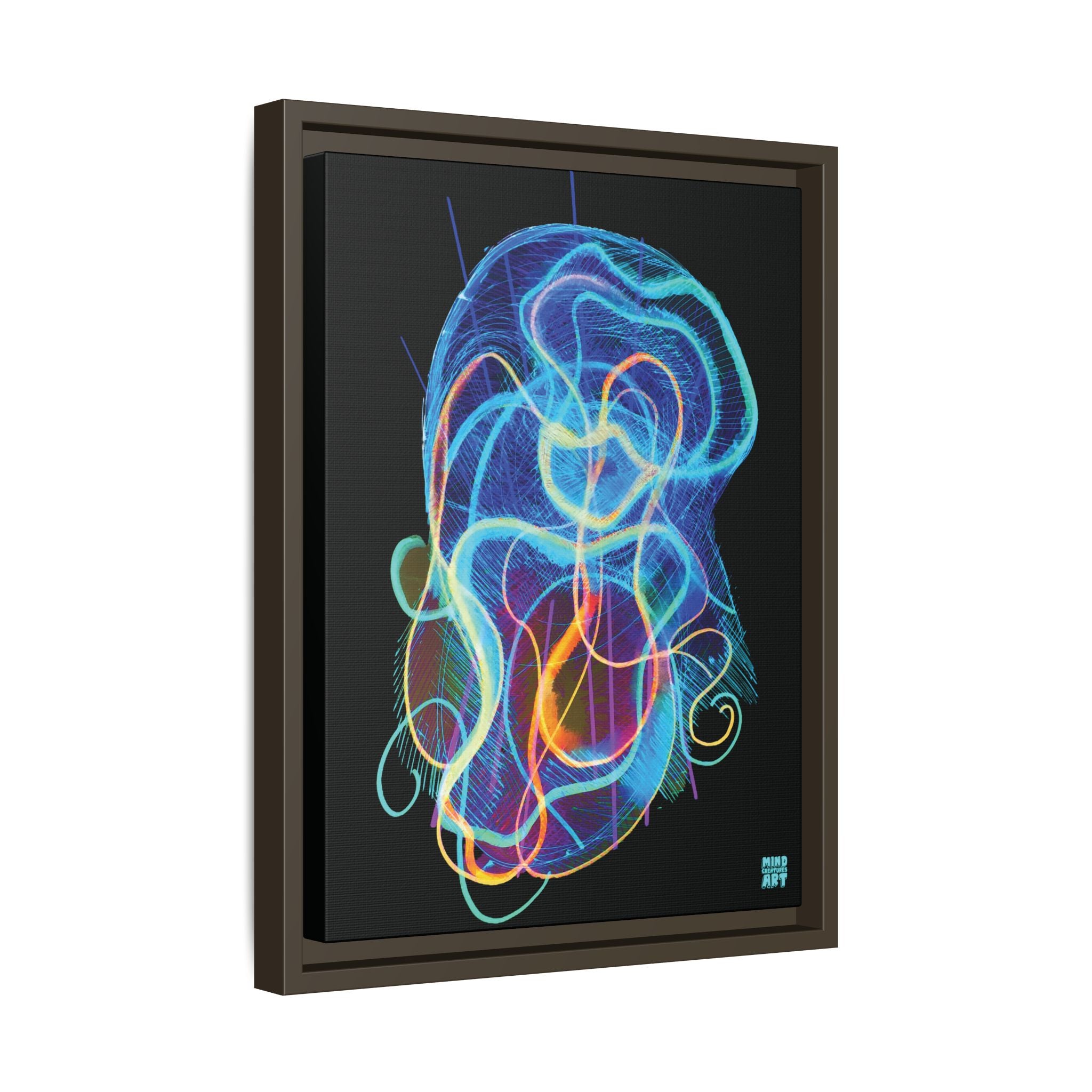Davy Jones (Electric Blue, Black Background) Matte Canvas, Framed