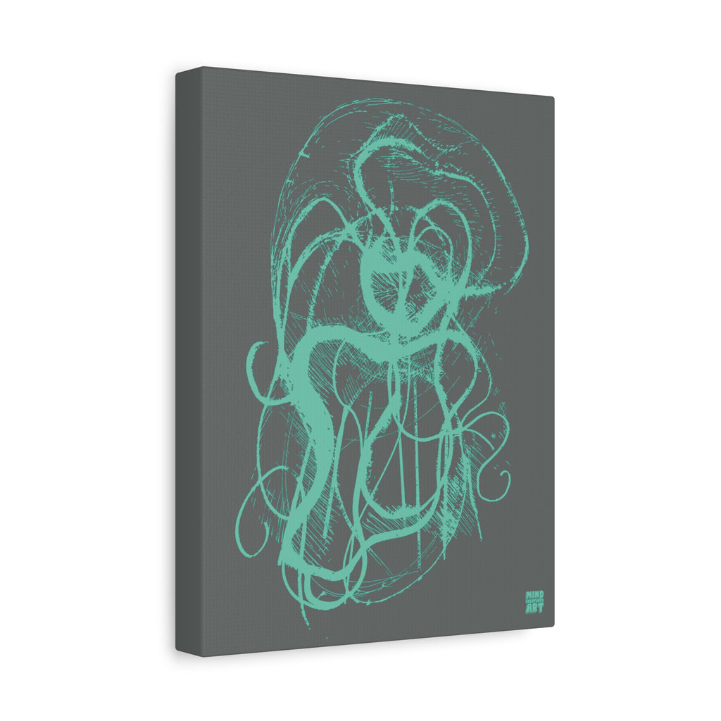 Davy Jones (Teal, Dark Gray Background) Matte Canvas, Stretched, 1.25"