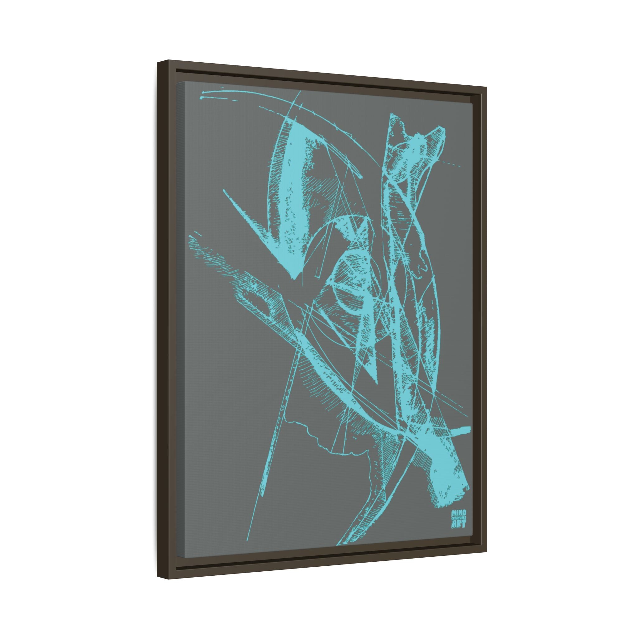 Watching (Aqua, Dark Gray Background) Matte Canvas, Framed