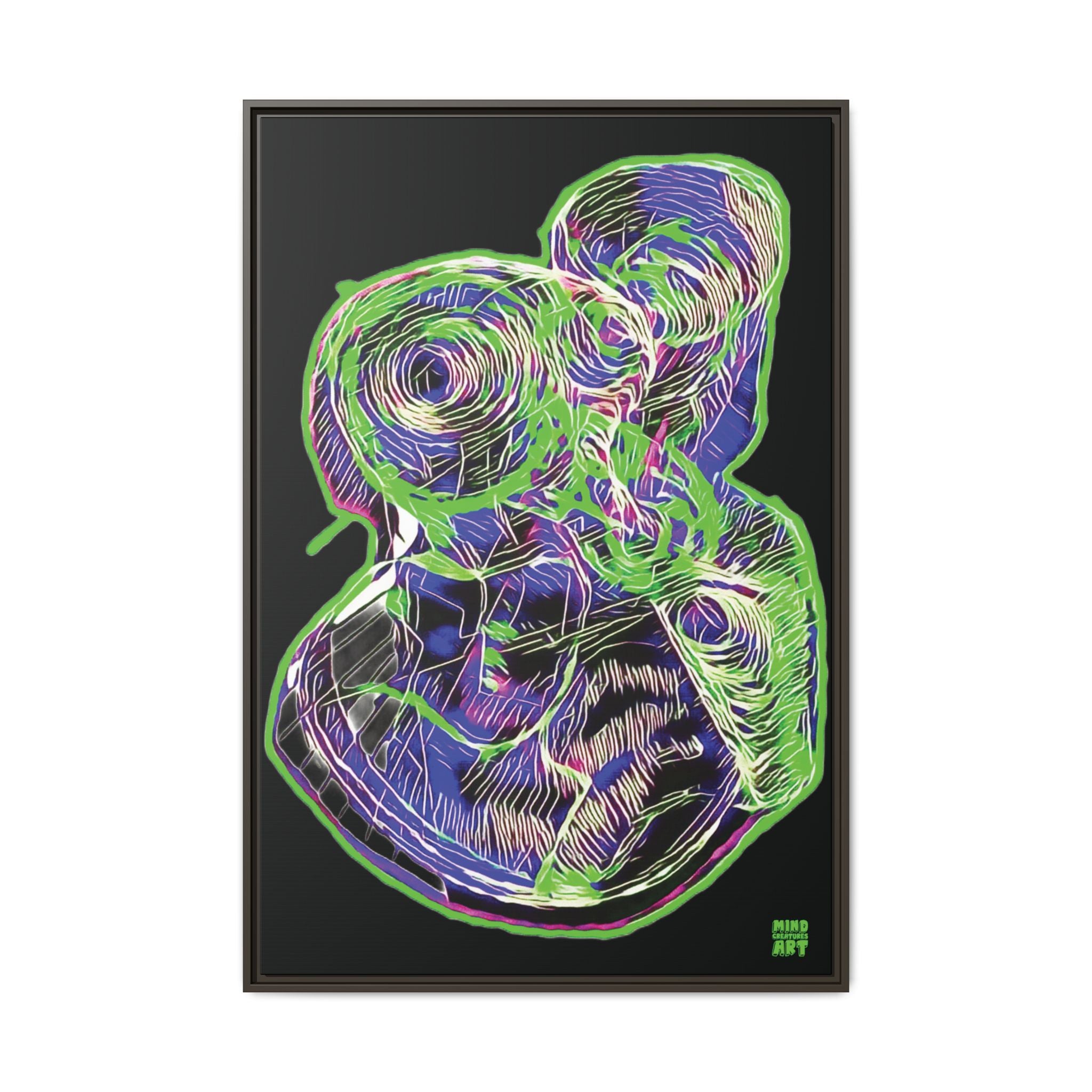 Curiosity (Electric Green, Black Background) Matte Canvas, Framed
