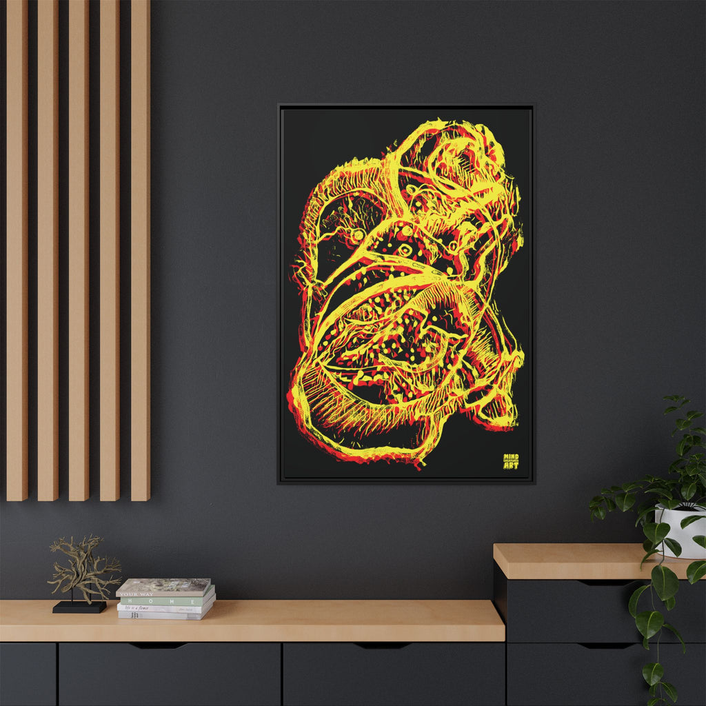 Exploration (Blur, Red & Yellow, Black Background) Matte Canvas, Framed