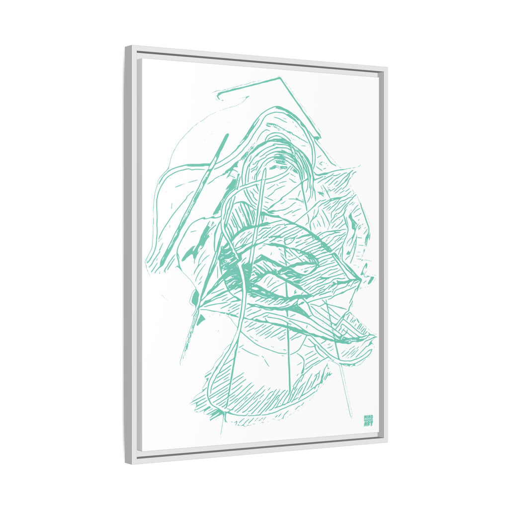 Dive Reflex (Teal, White Background) Matte Canvas, Framed