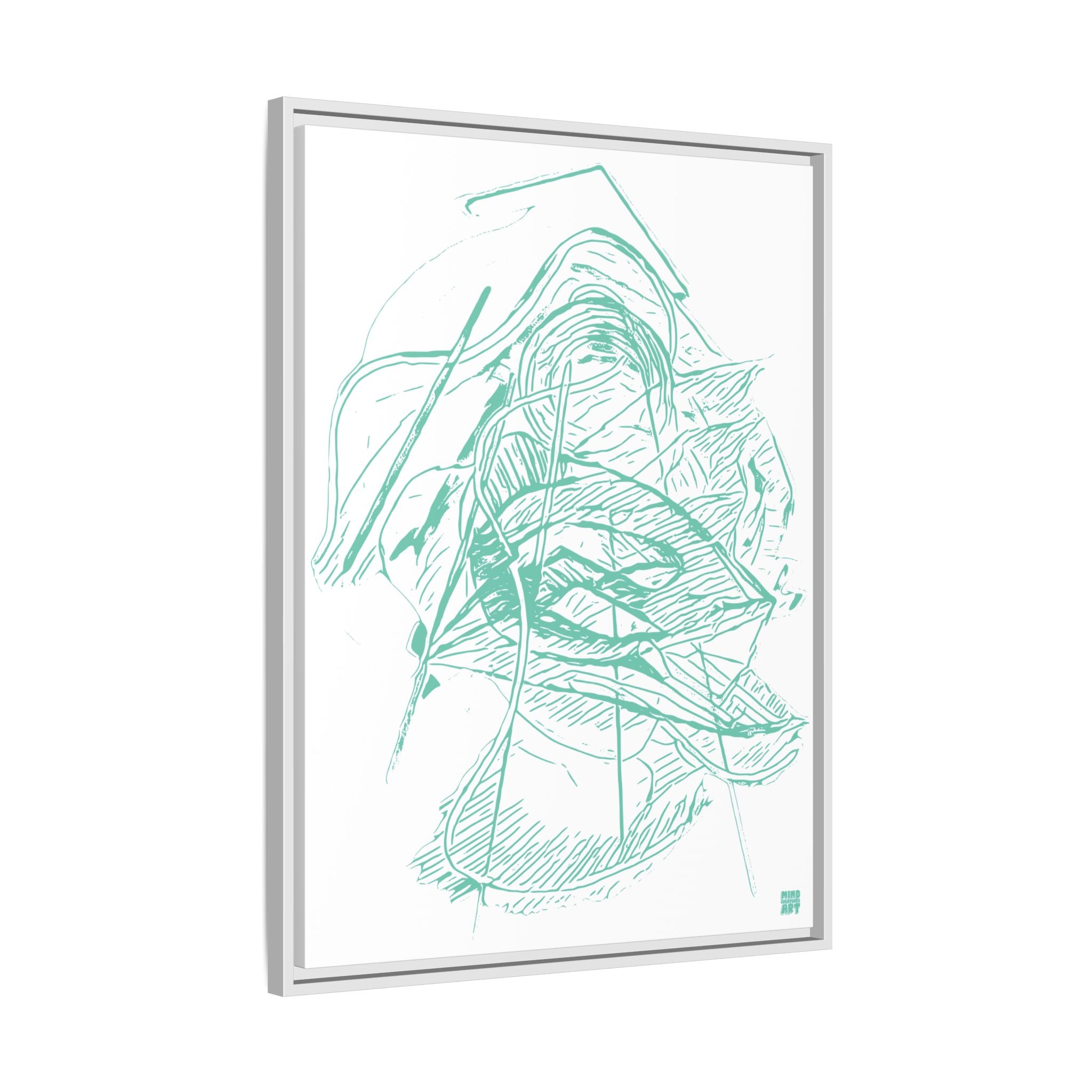 Dive Reflex (Teal, White Background) Matte Canvas, Framed