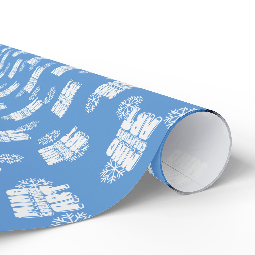 MCA Logo & Snowflake (White, Light Blue Background) Heavy Wrapping Paper
