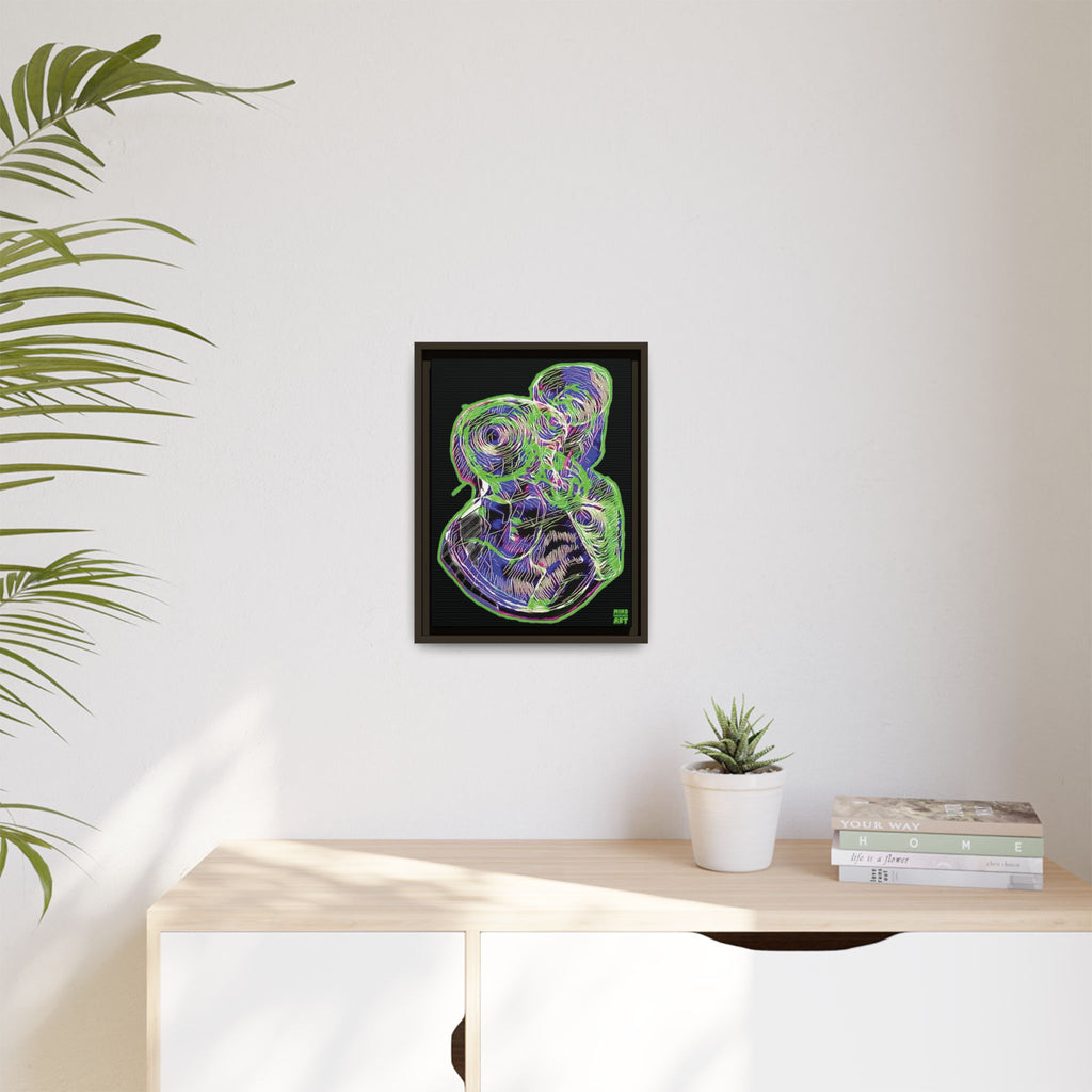 Curiosity (Electric Green, Black Background) Matte Canvas, Framed