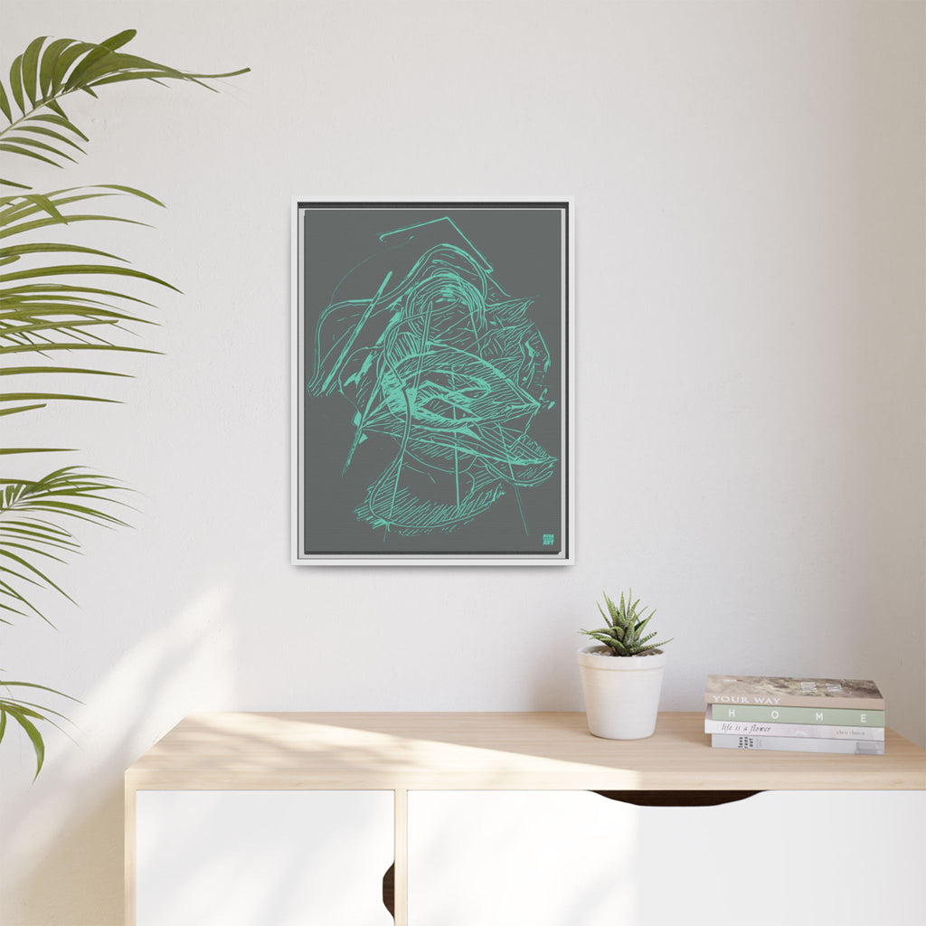 Dive Reflex (Teal, Dark Gray Background) Matte Canvas, Framed