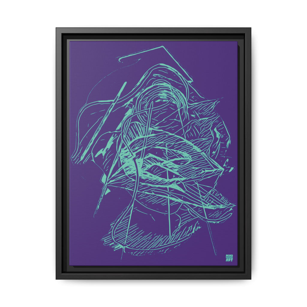 Dive Reflex (Teal, Purple Background) Matte Canvas, Framed