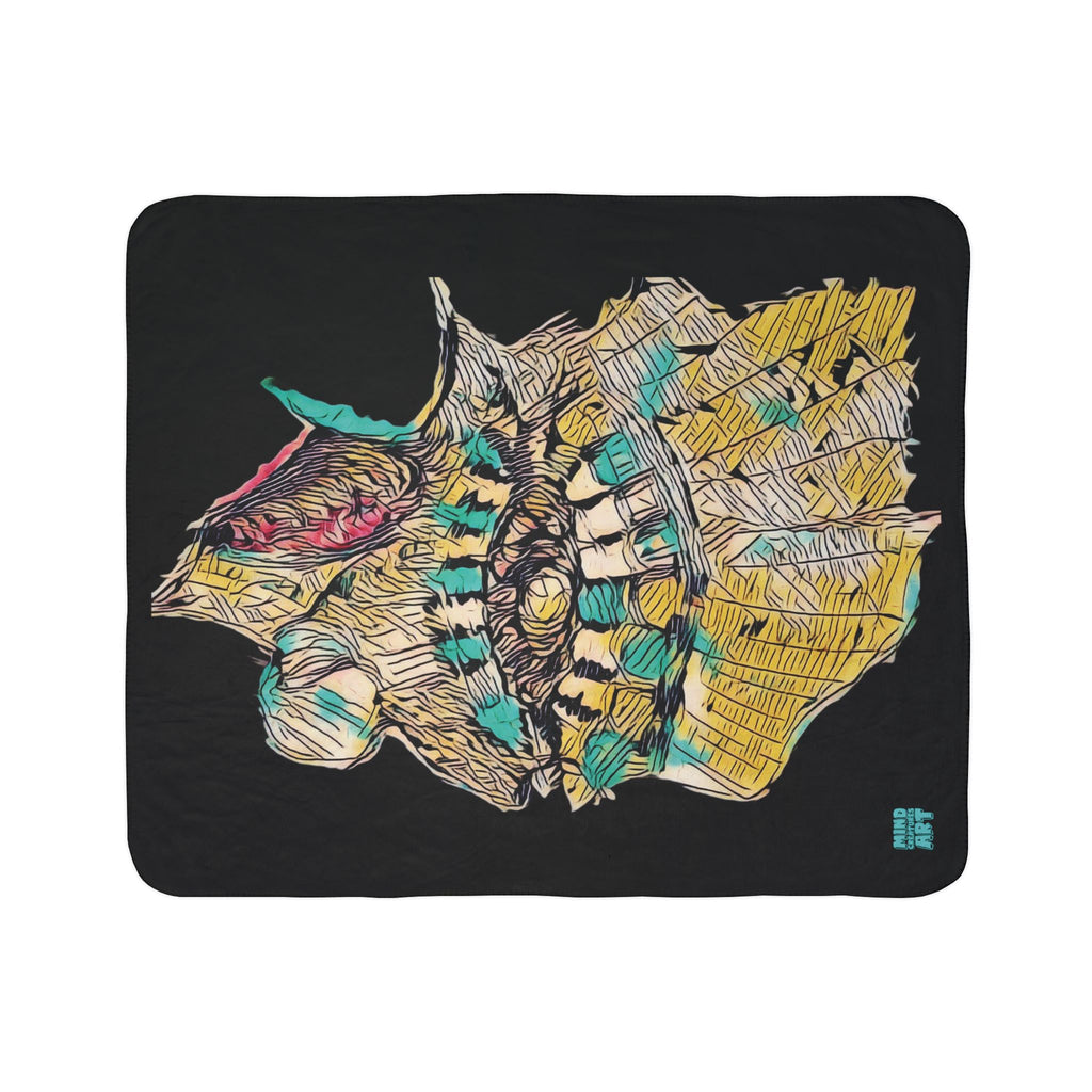 Hypnagogic (Gold, Black Background) Fleece Sherpa Blanket