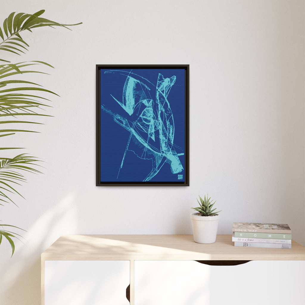 Watching (Aqua, Dark Blue Background) Matte Canvas, Framed