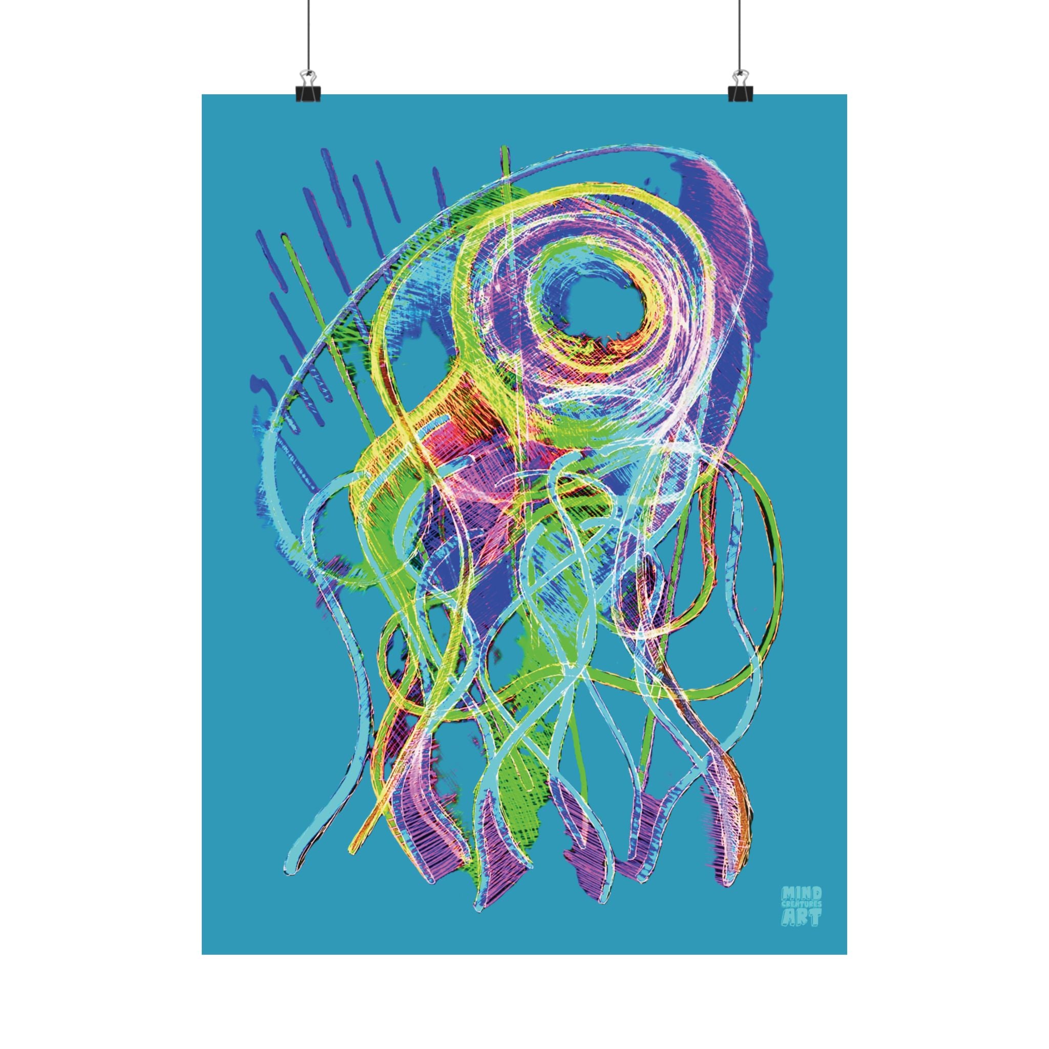 Jelly Jam (Neon, Turquoise Background) Matte Poster