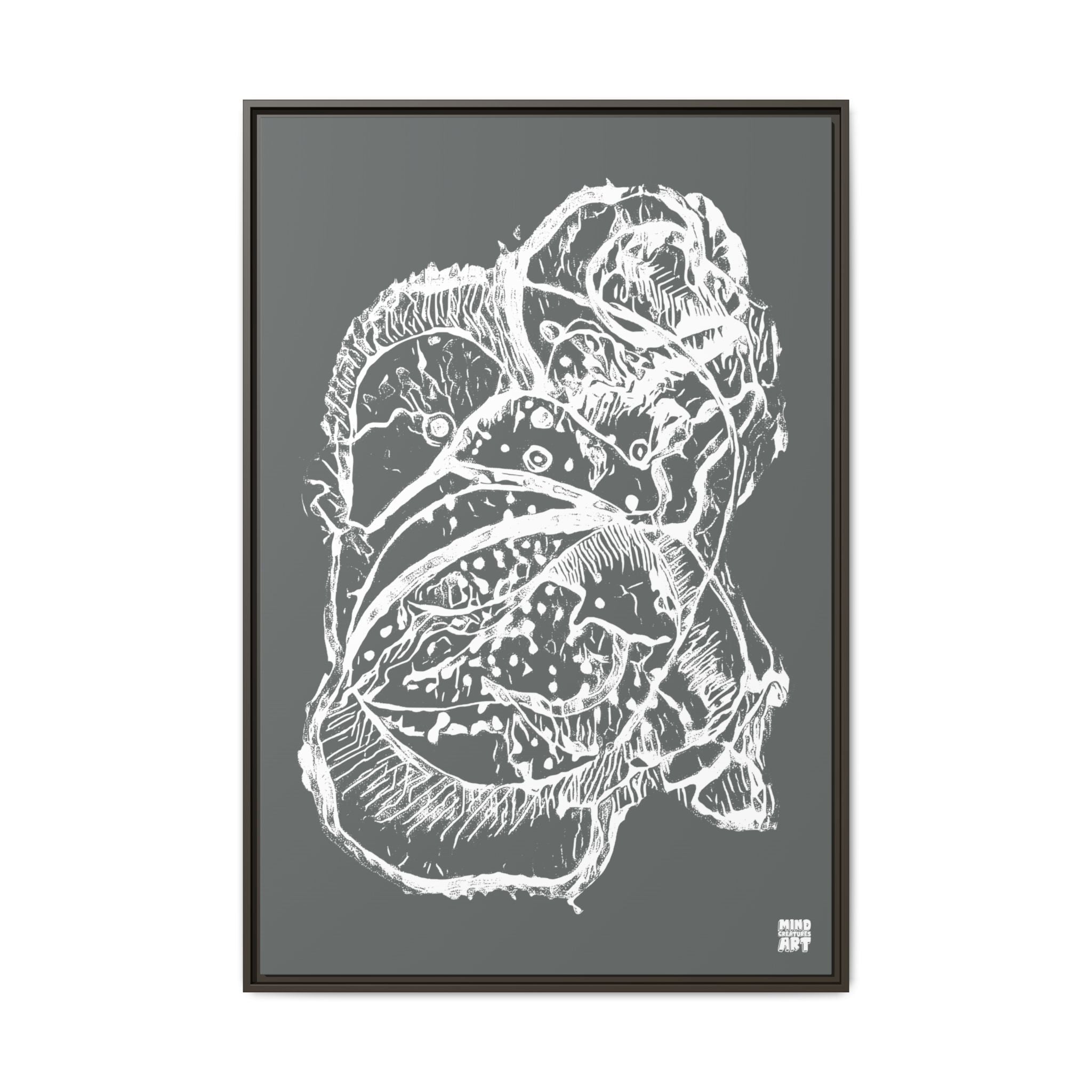 Exploration (White, Dark Gray Background) Matte Canvas, Framed