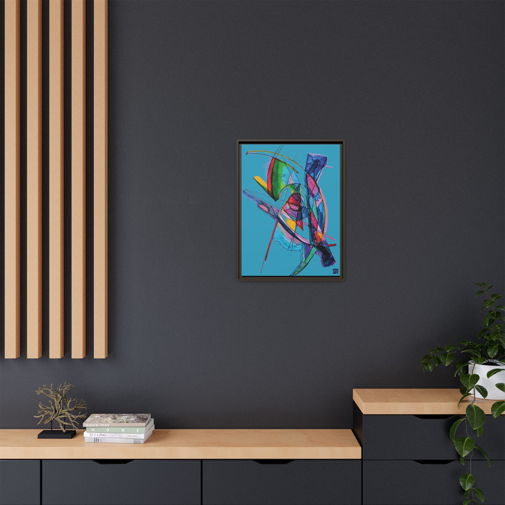 Watching (Turquoise Background) Matte Canvas, Framed