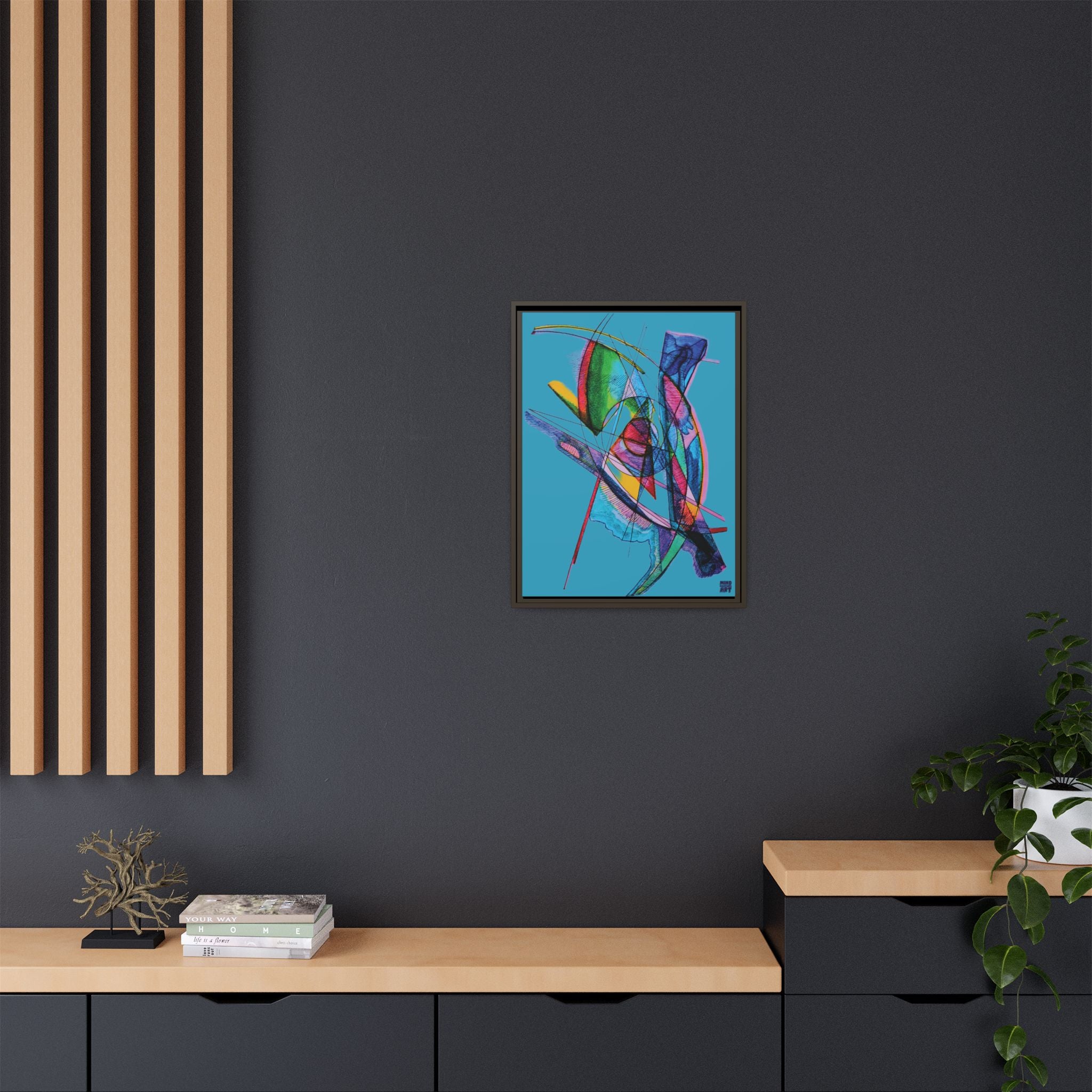 Watching (Turquoise Background) Matte Canvas, Framed