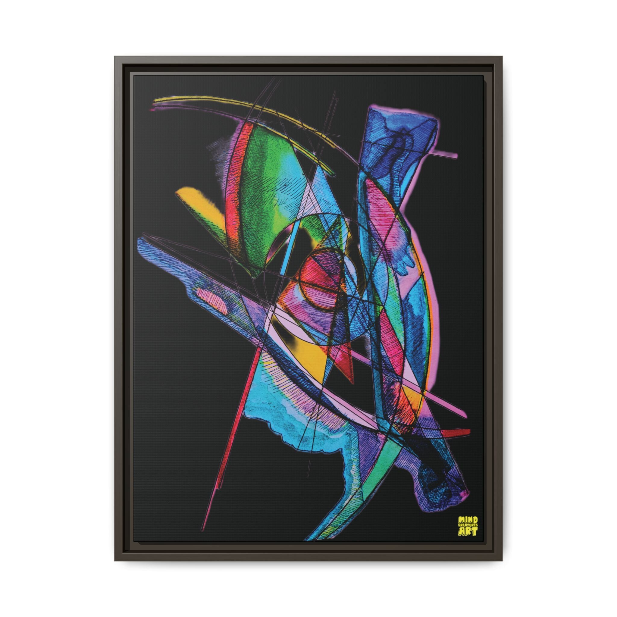 Watching (Black Background) Matte Canvas, Framed