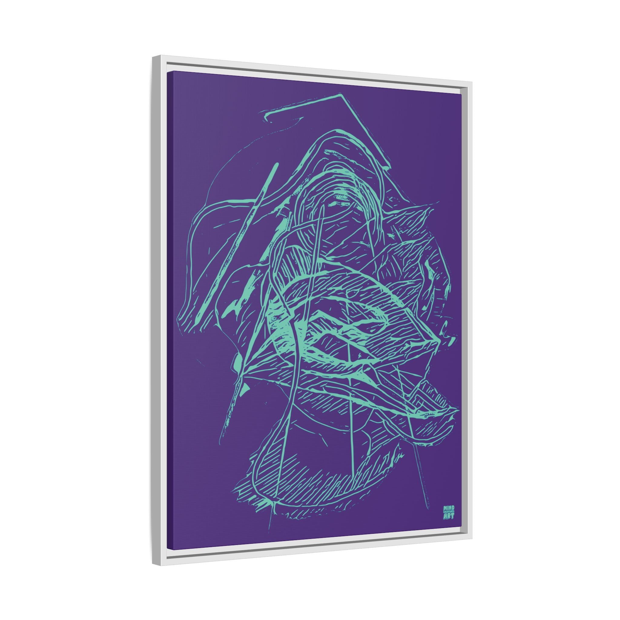 Dive Reflex (Teal, Purple Background) Matte Canvas, Framed