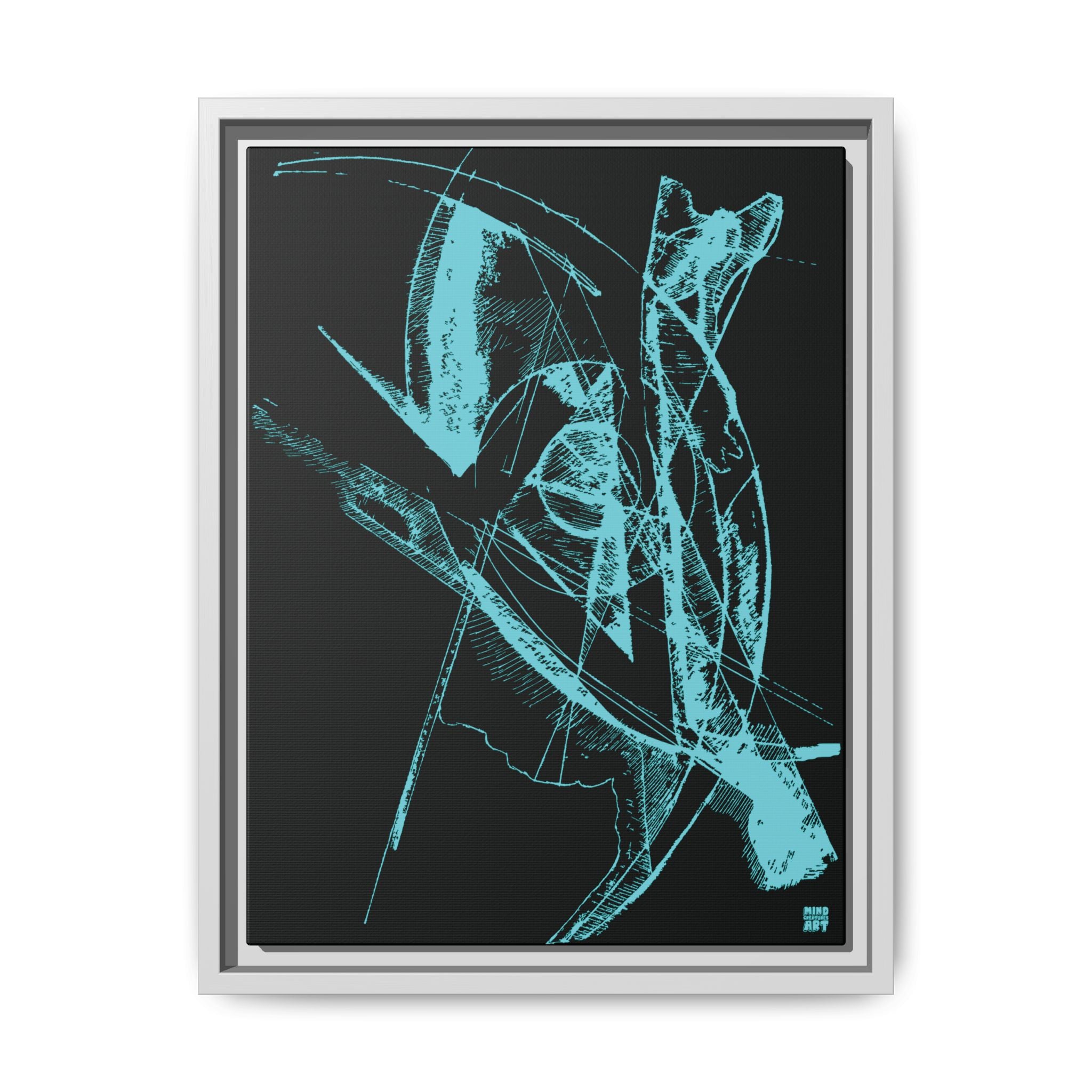 Watching (Aqua, Black Background) Matte Canvas, Framed