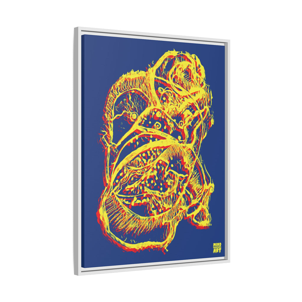 Exploration (Blur, Red & Yellow, Dark Blue Background) Matte Canvas, Framed