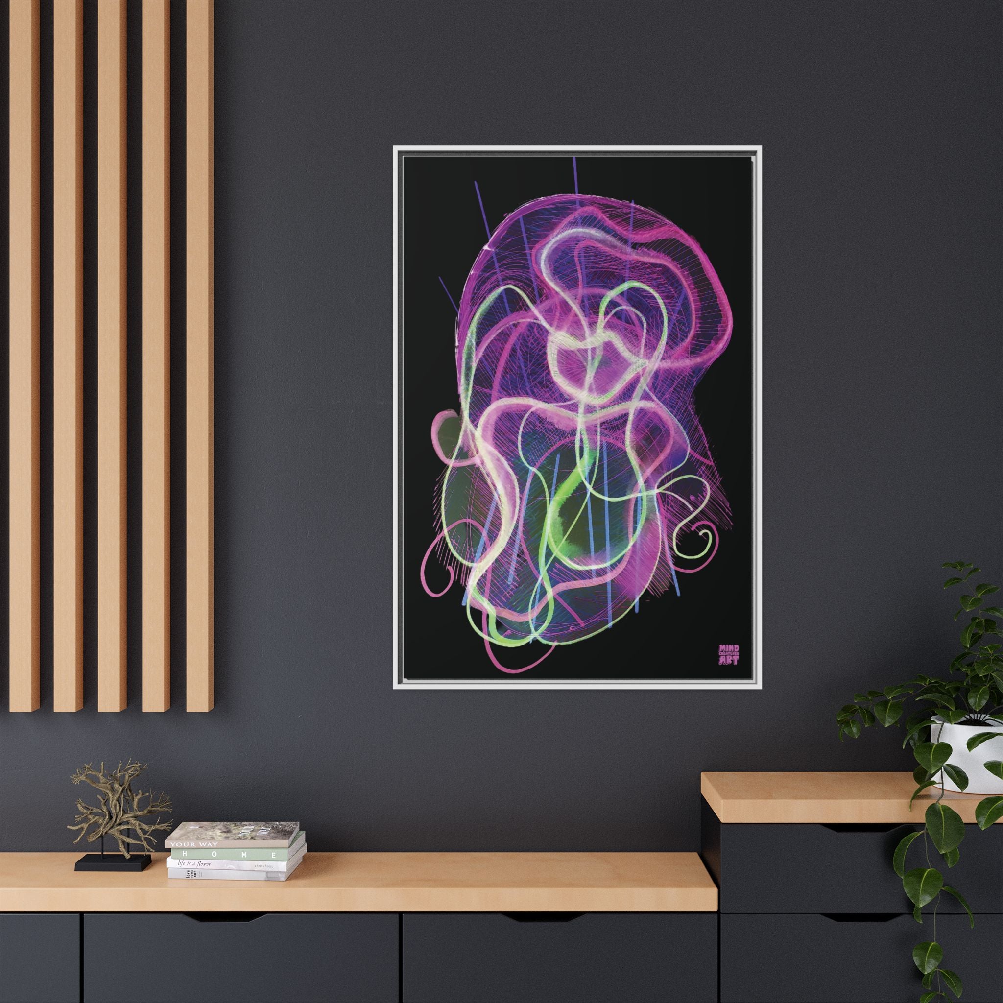 Davy Jones (Electric Pink, Black Background) Matte Canvas, Framed