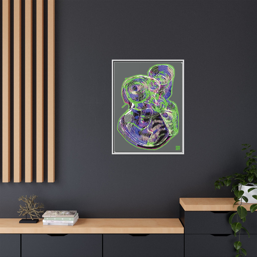 Curiosity (Electric Green, Dark Gray Background) Matte Canvas, Framed