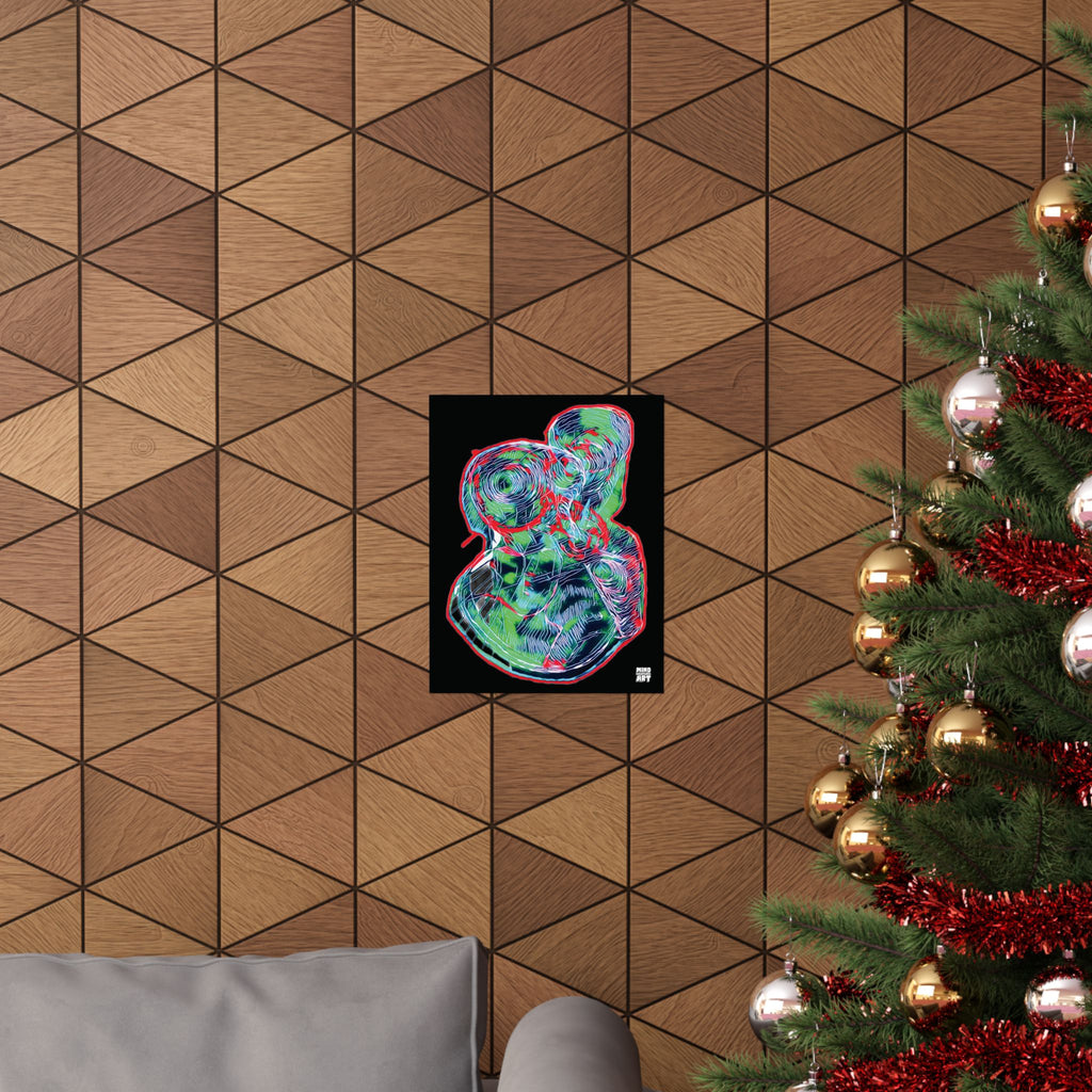 Curiosity (Red & Green, Black Background) Matte Poster