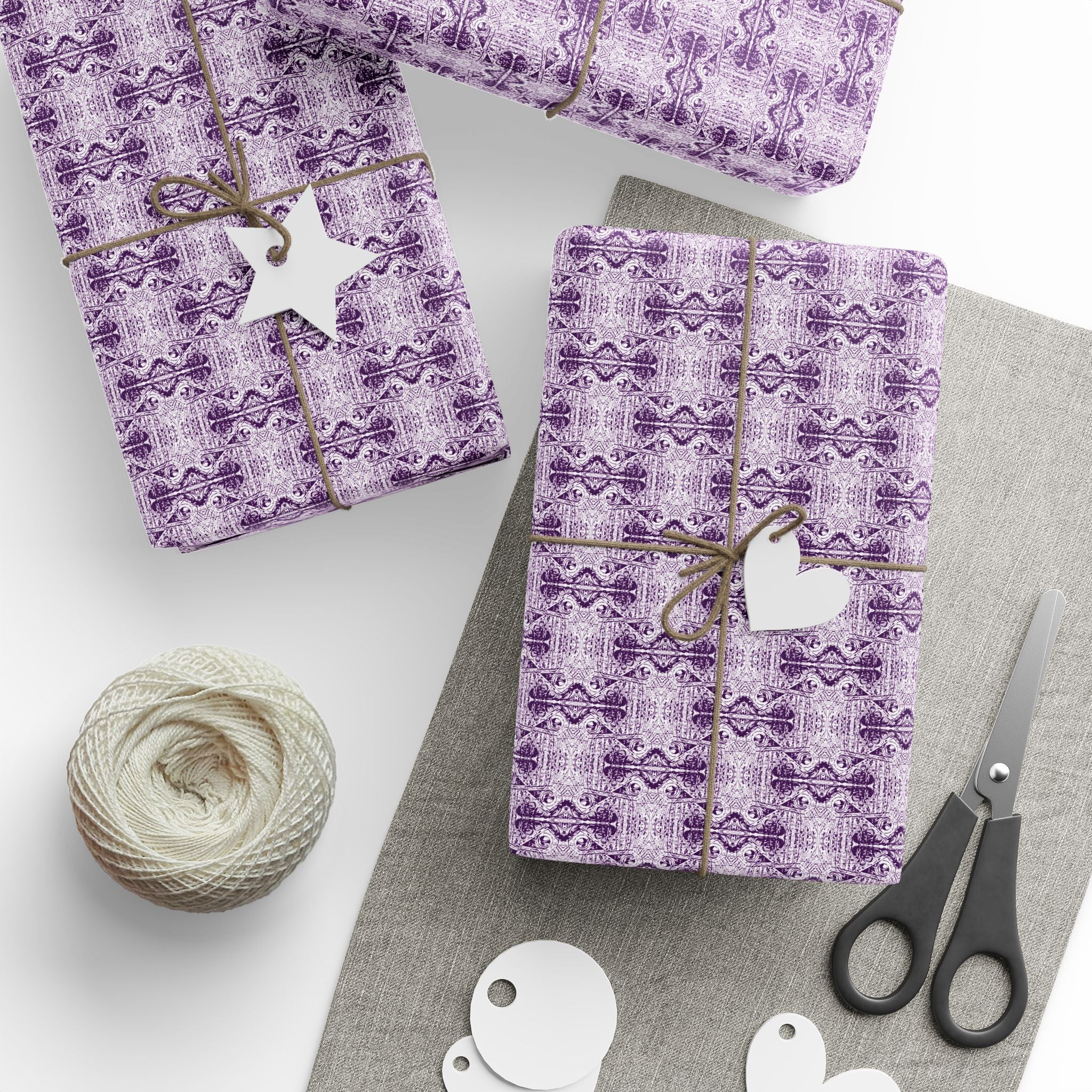 Love (Purple, White Background) Heavy Wrapping Paper