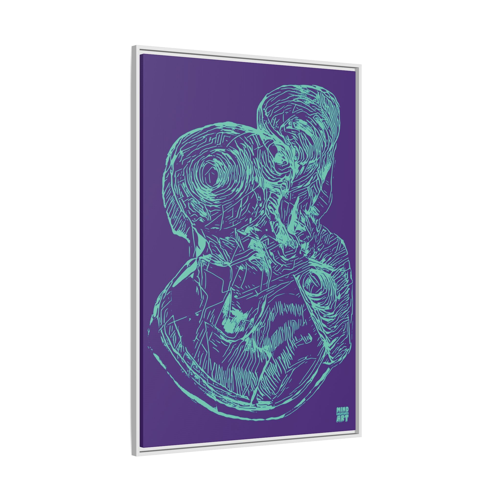 Curiosity (Teal, Purple Background) Matte Canvas, Framed