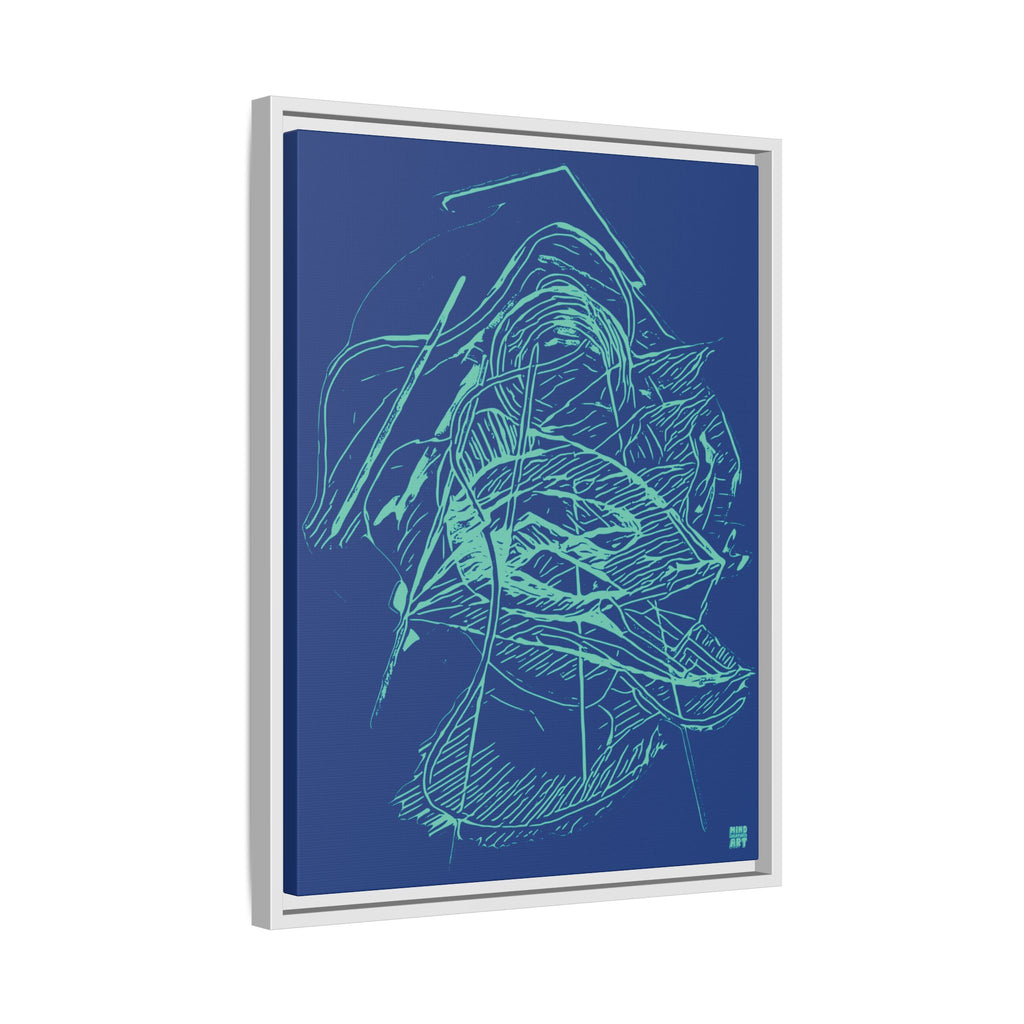 Dive Reflex (Teal, Dark Blue Background) Matte Canvas, Framed