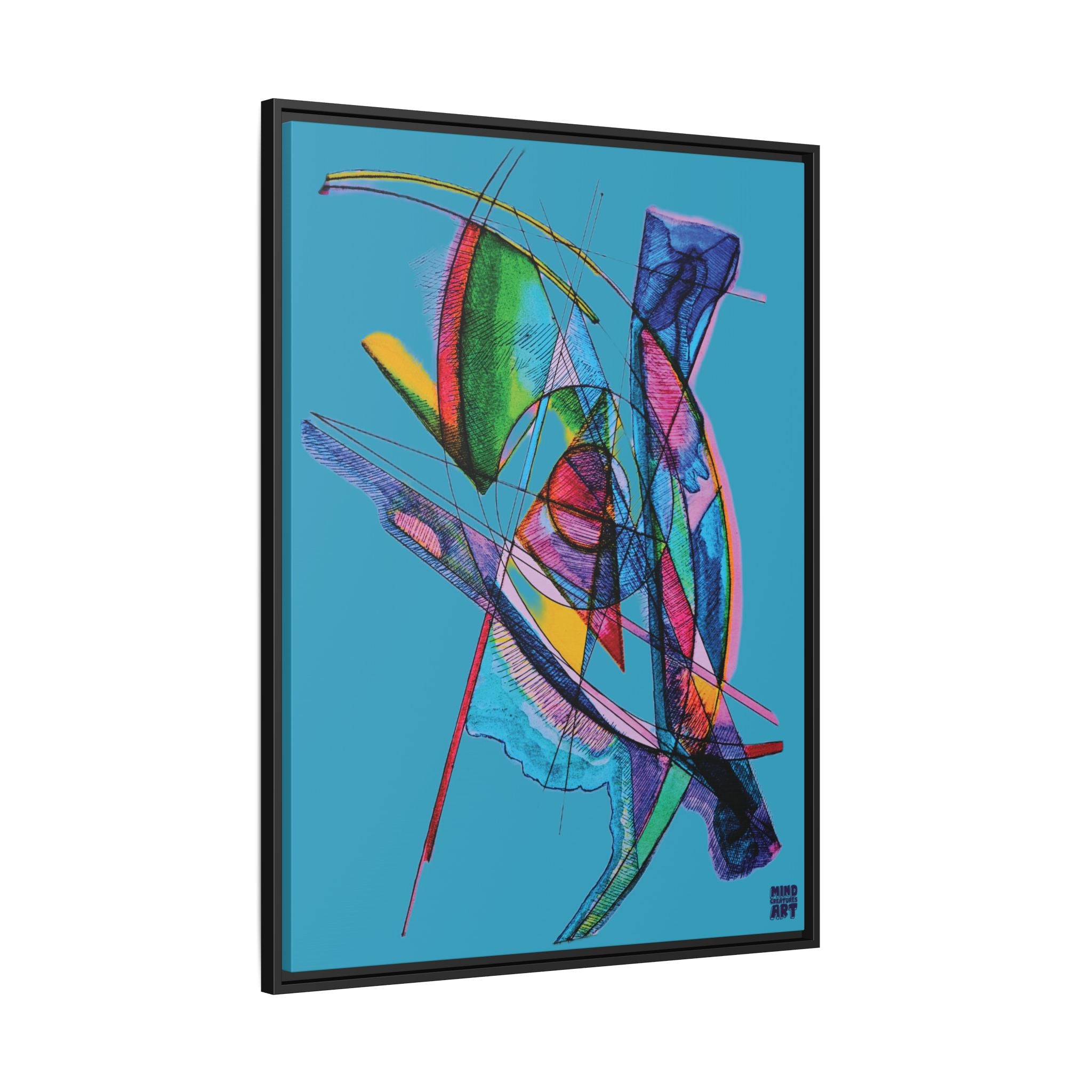 Watching (Turquoise Background) Matte Canvas, Framed