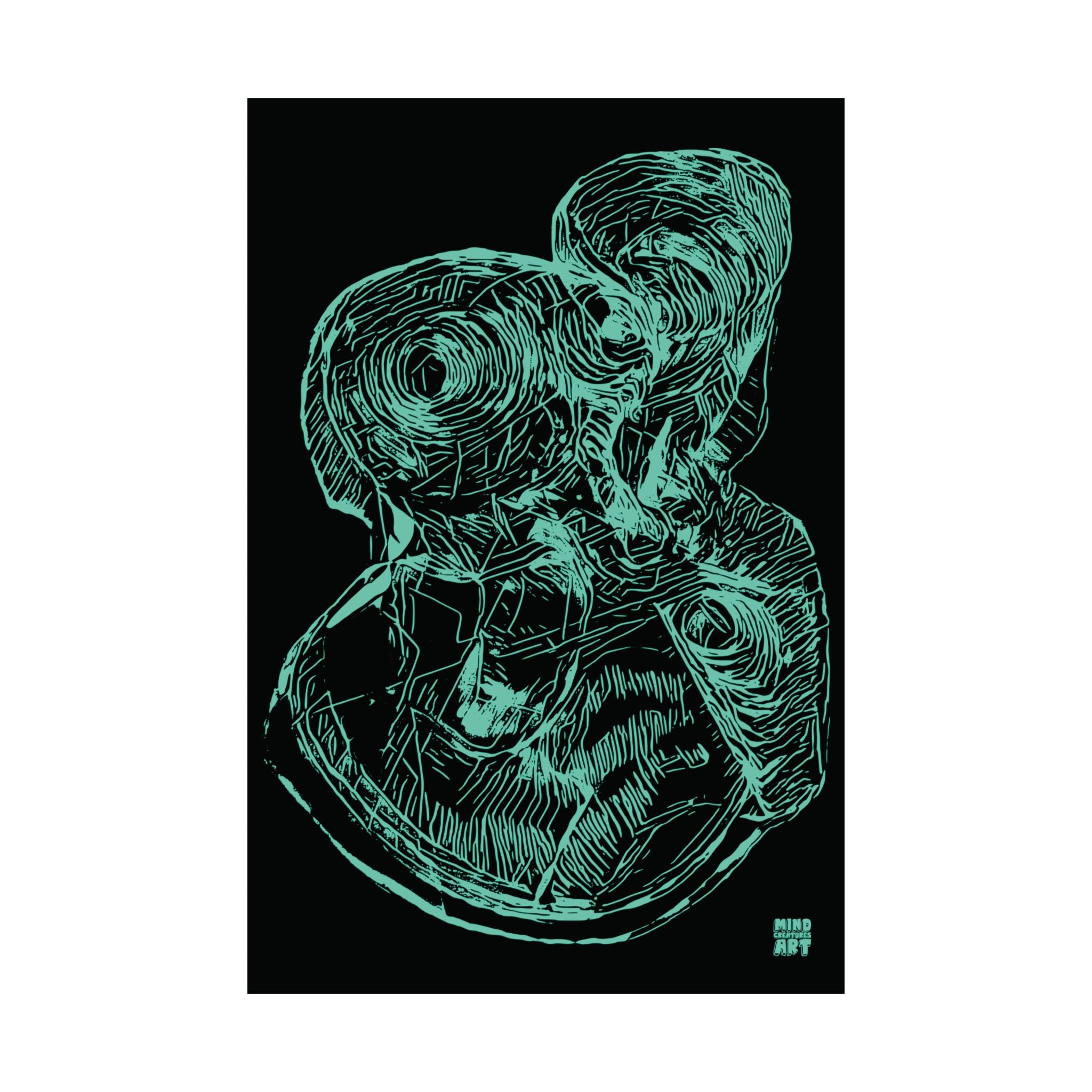 Curiosity (Teal, Black Background) Fine Art Poster