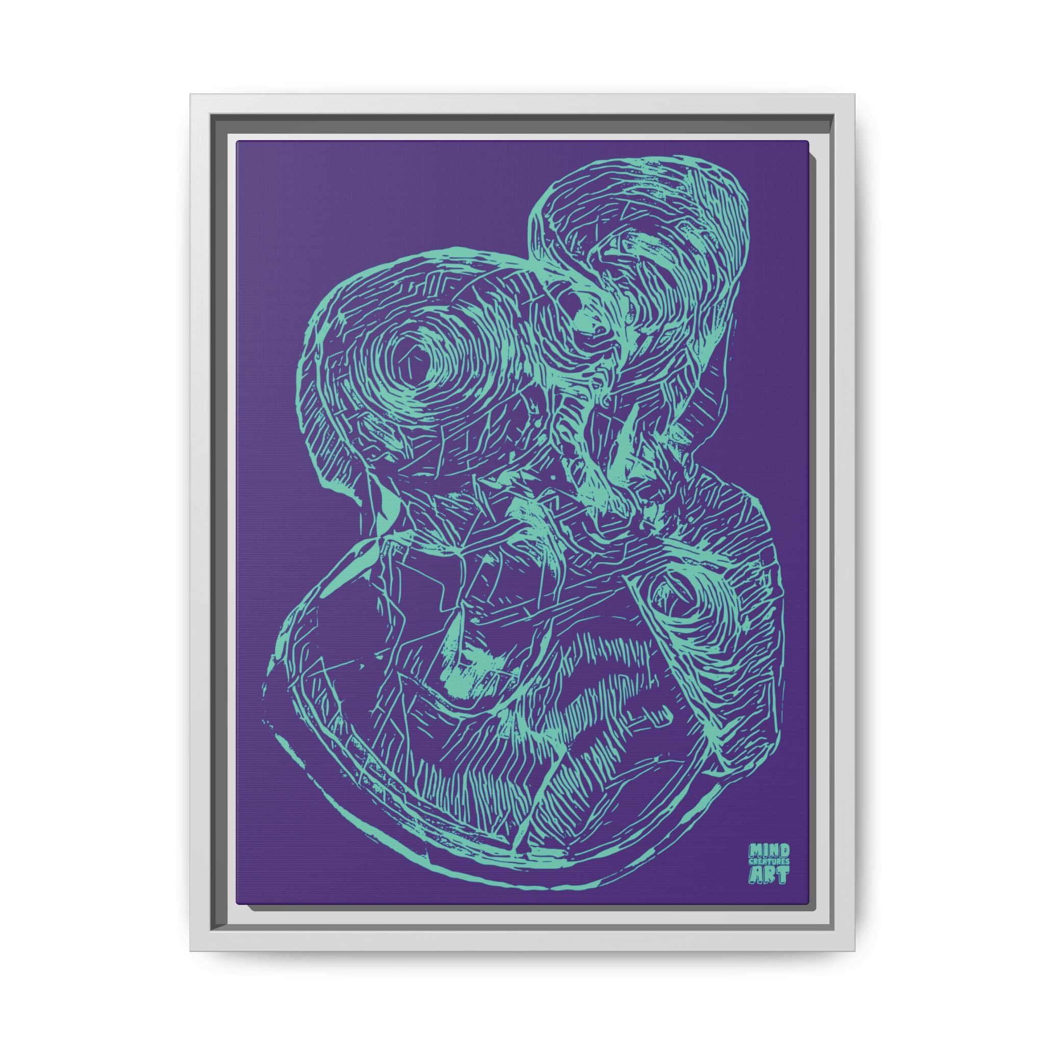 Curiosity (Teal, Purple Background) Matte Canvas, Framed