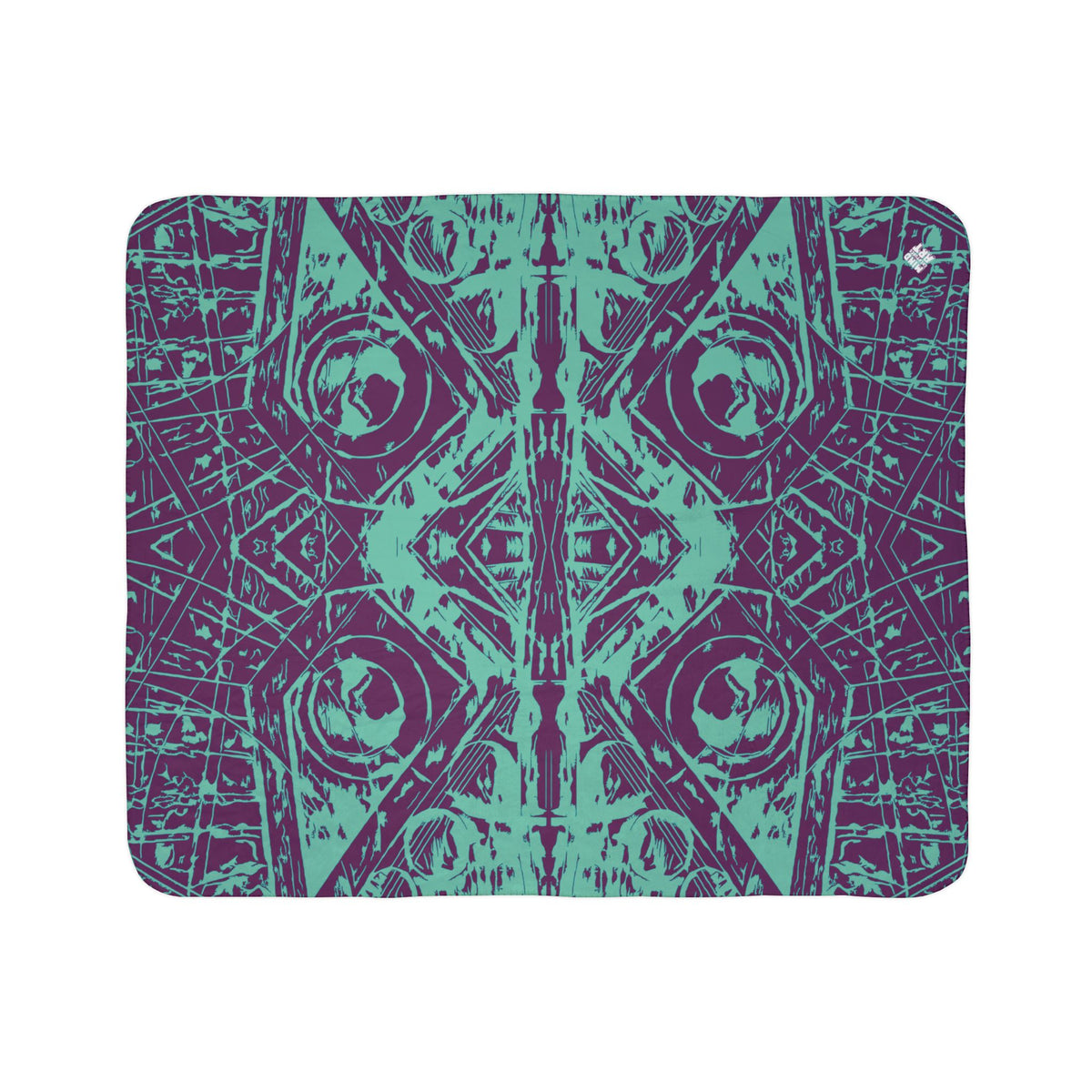 Love (Teal, Mirror, Purple Background) Fleece Sherpa Blanket