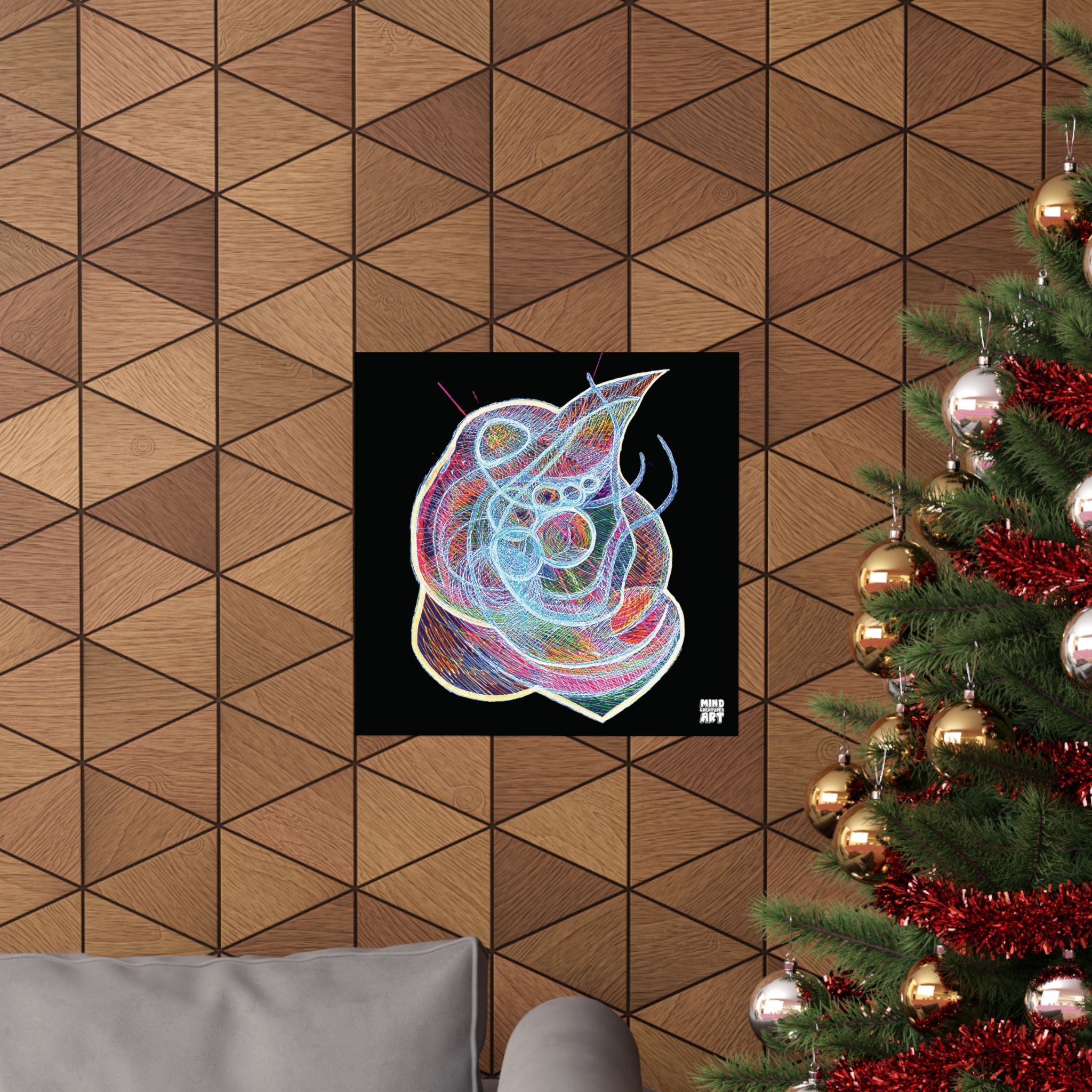Renewal (Electric Multi, Black Background) Matte Poster