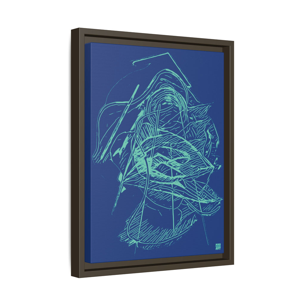 Dive Reflex (Teal, Dark Blue Background) Matte Canvas, Framed