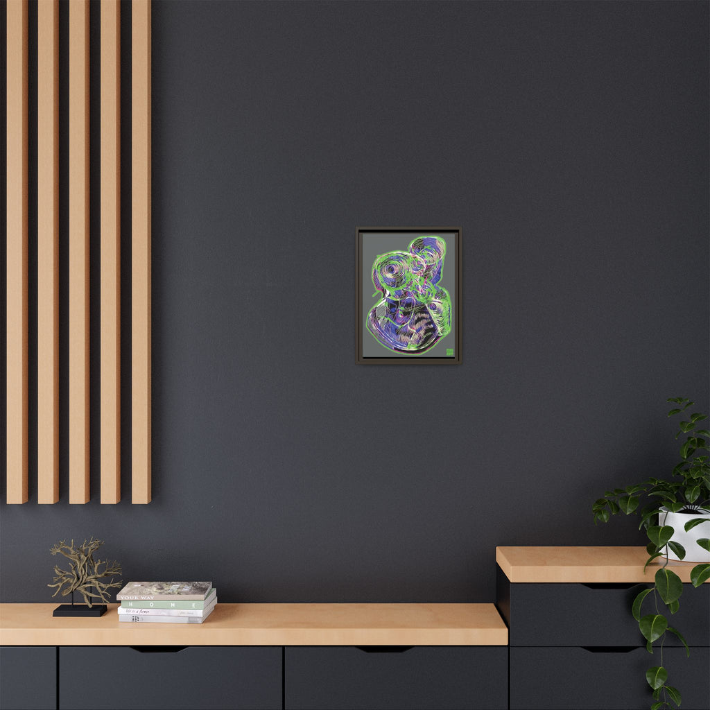 Curiosity (Electric Green, Dark Gray Background) Matte Canvas, Framed