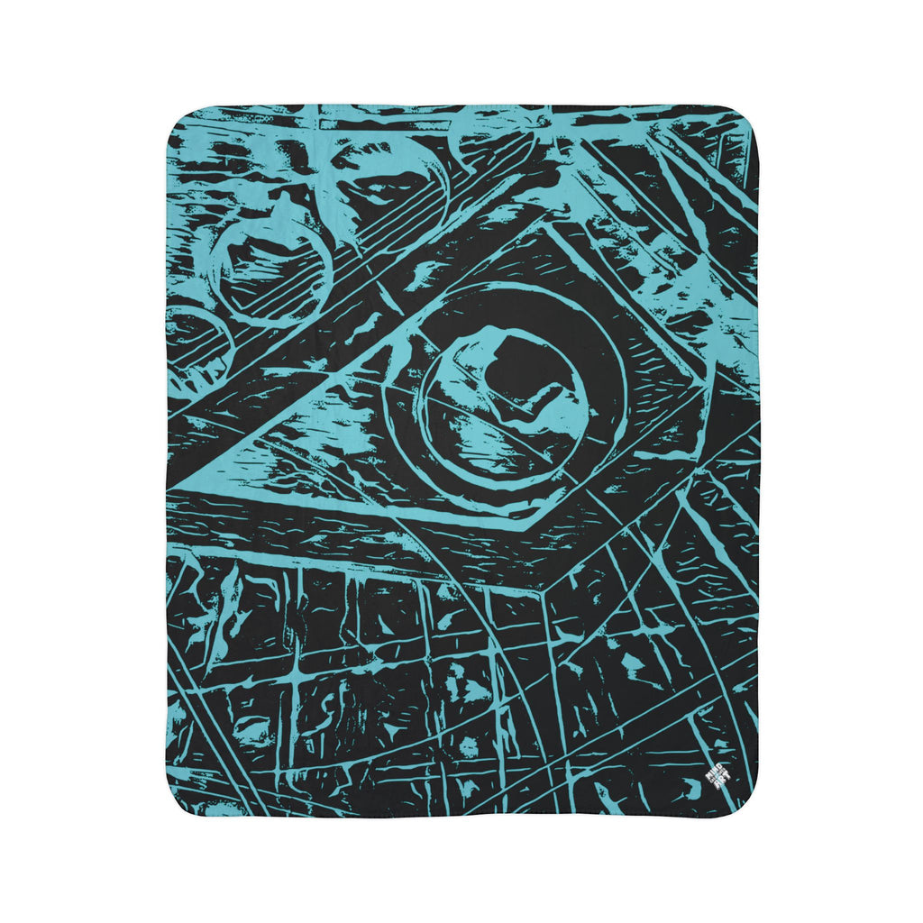 Love (Aqua, Black Background) Fleece Sherpa Blanket