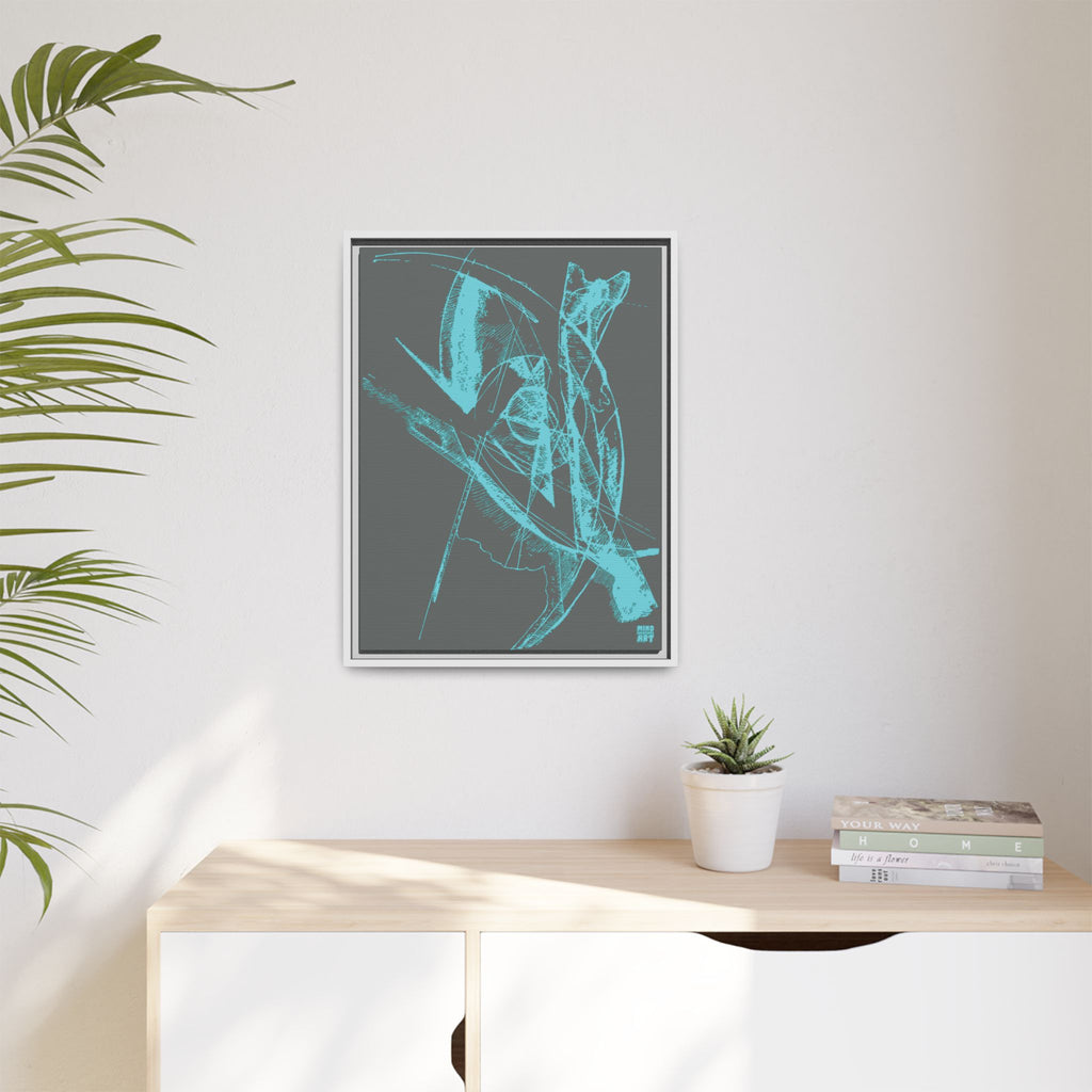 Watching (Aqua, Dark Gray Background) Matte Canvas, Framed