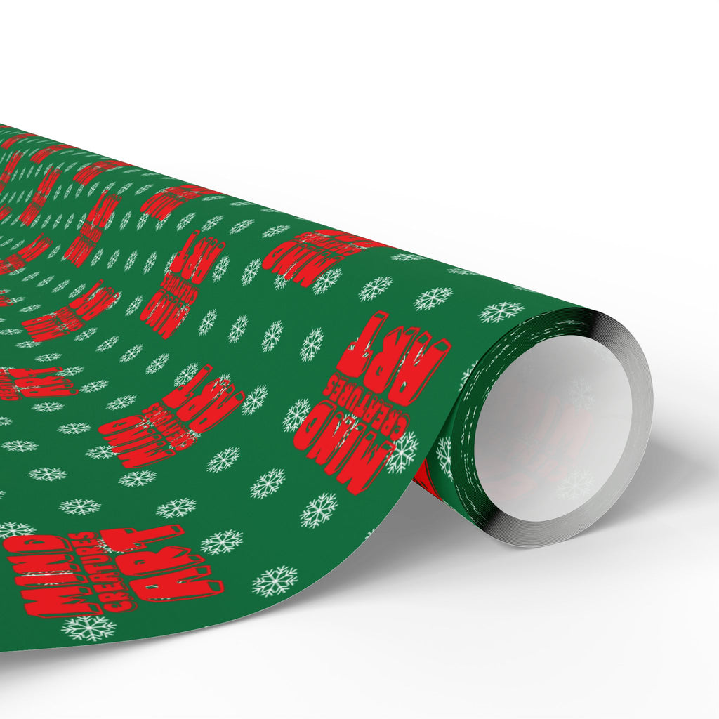 MCA Logo & Snowflake (Red, Green Background) Heavy Wrapping Paper