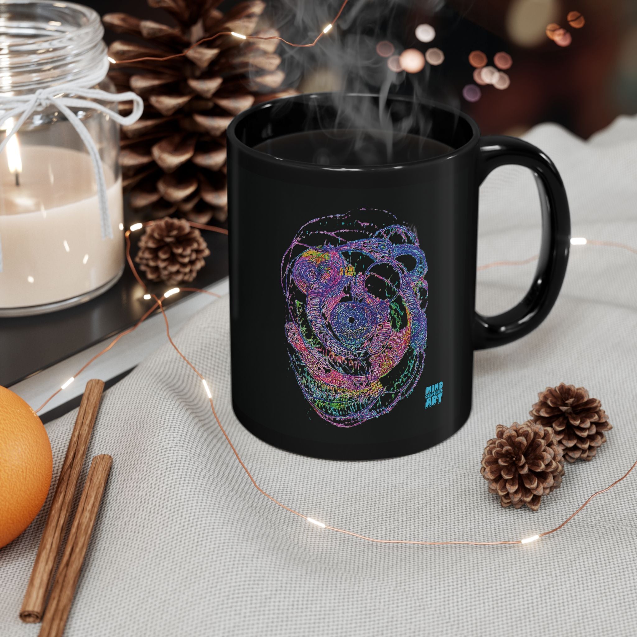 Spiraling Black Ceramic Mug (11oz, 15oz)